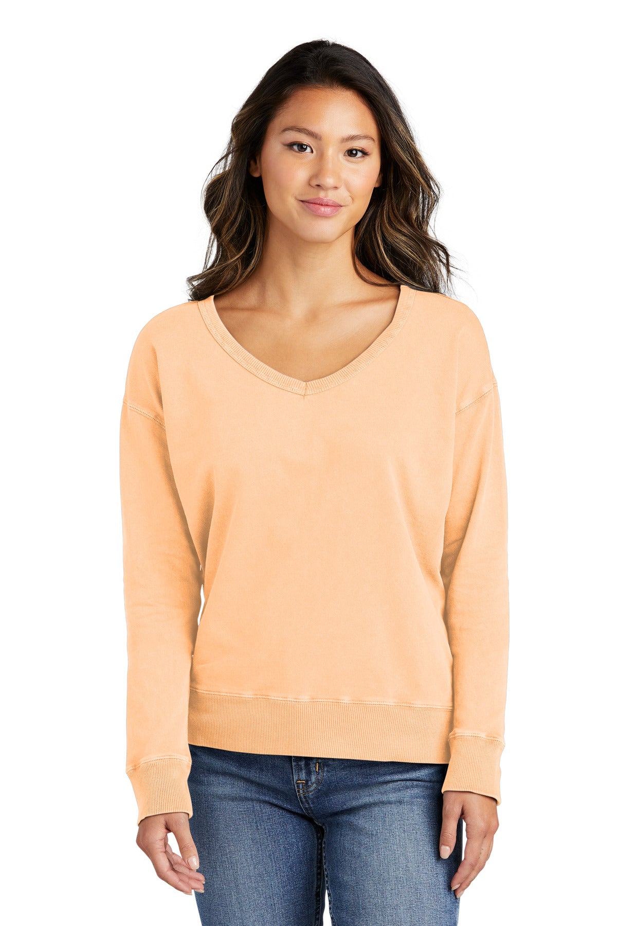 Port & Co™ Women's Beach Wash® Garment-Dyed V-Neck Sweatshirt LPC098V