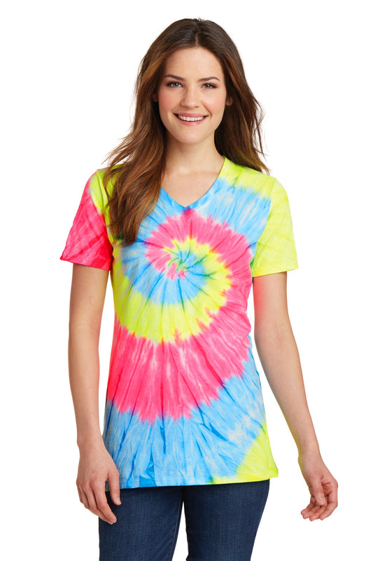 Port & Co™ Women's Tie-Dye V-Neck Tee.  LPC147V