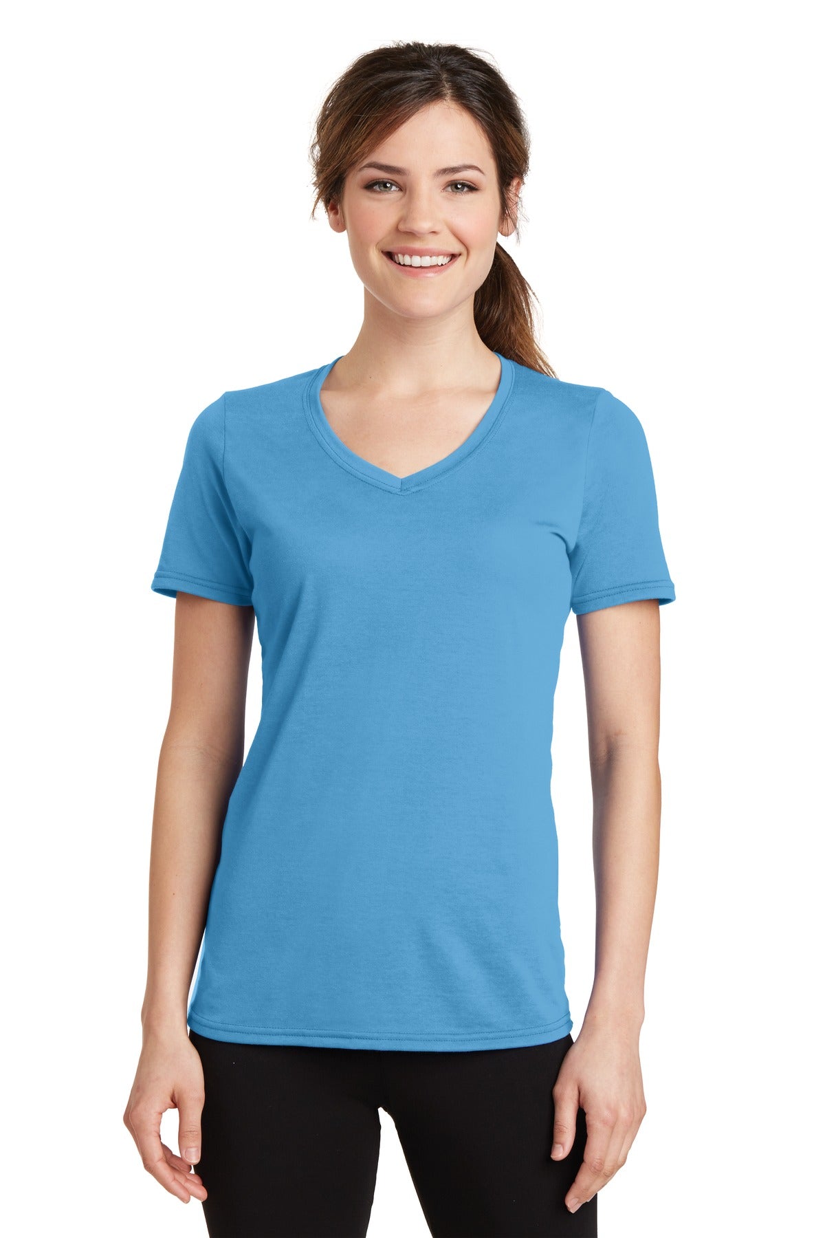 Port & Co™ Women's Performance Blend V-Neck Tee. LPC381V