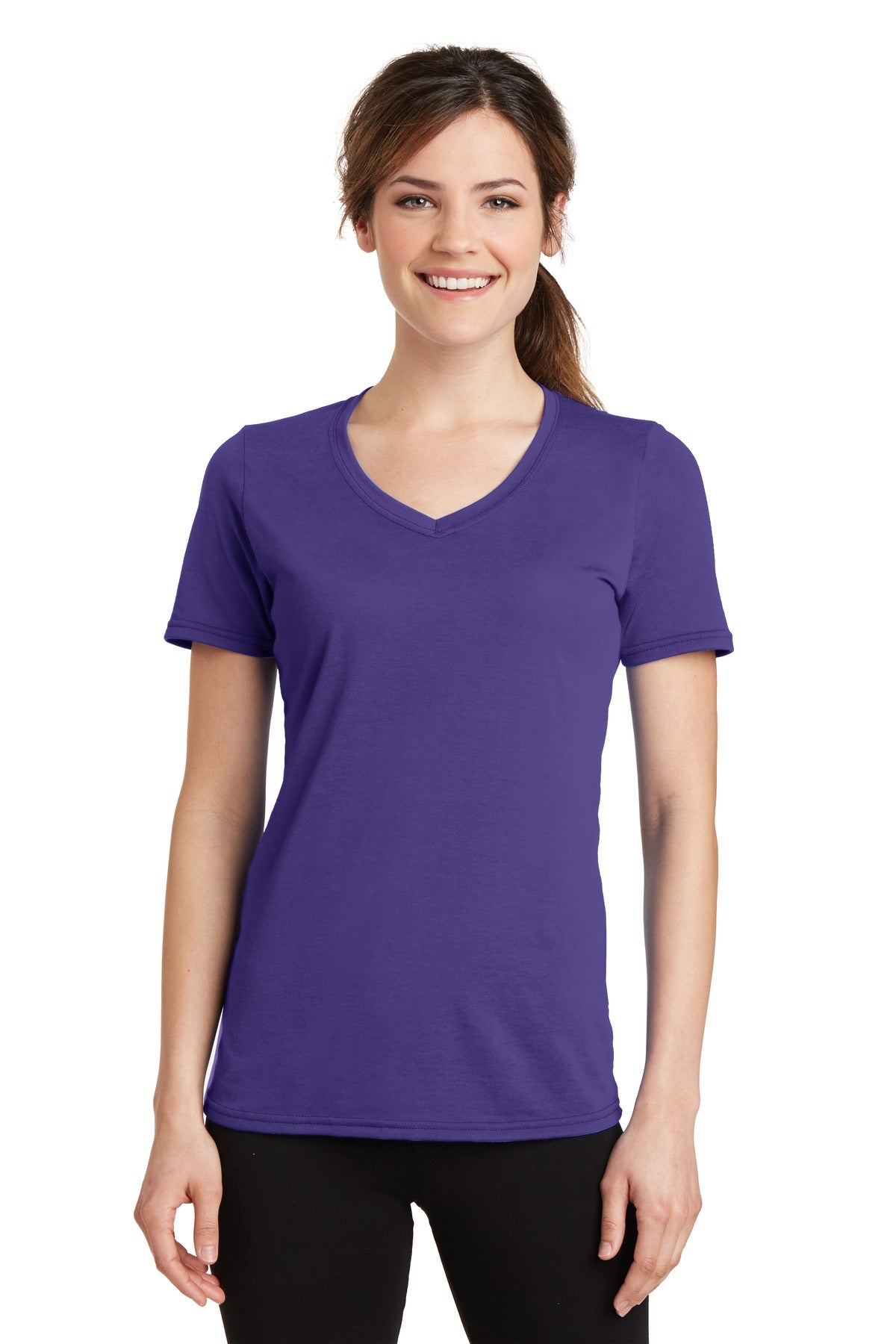 Port & Co™ Women's Performance Blend V-Neck Tee. LPC381V