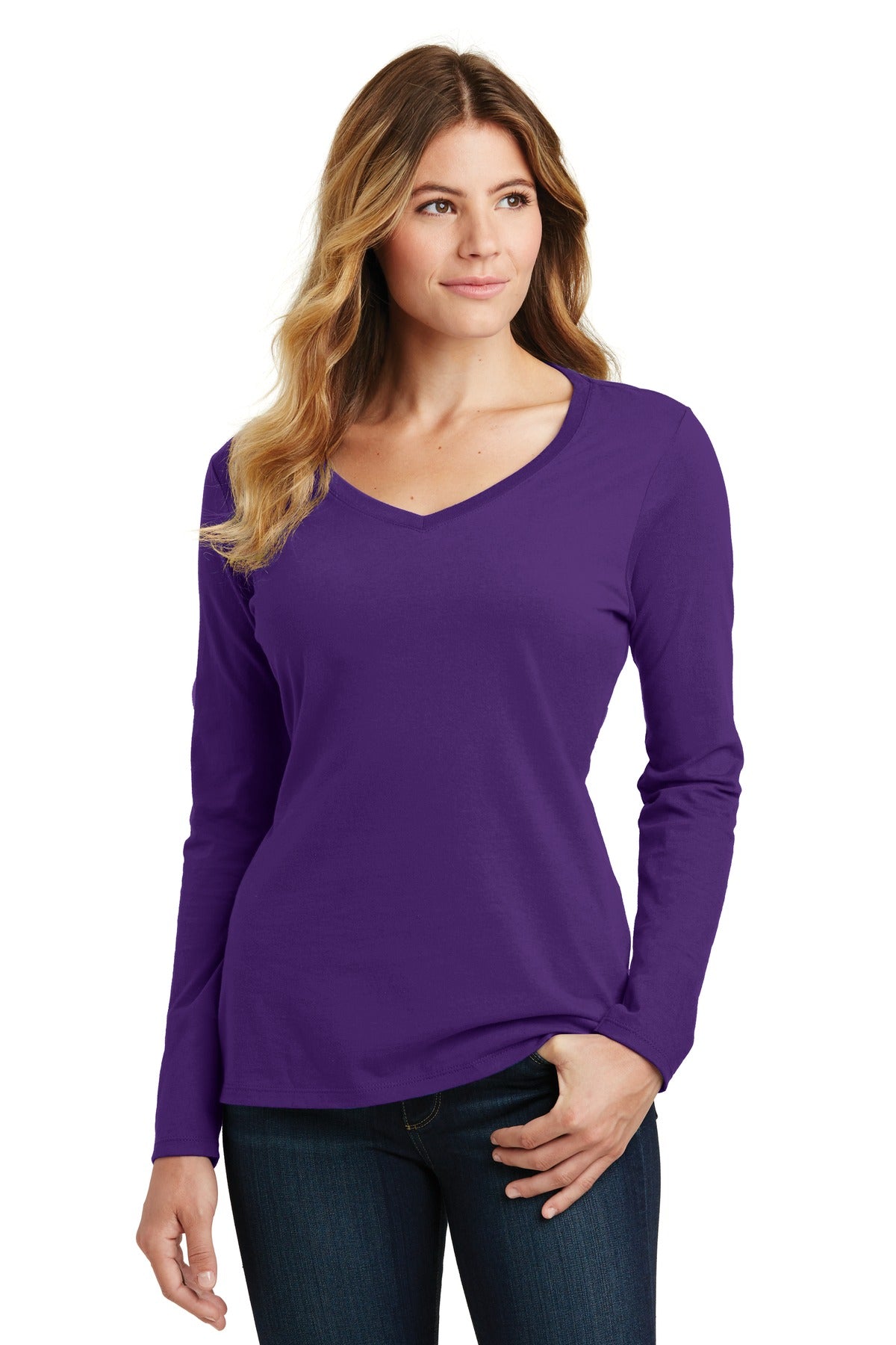 Port & Co™ Women's Long Sleeve Fan Favorite V-Neck Tee. LPC450VLS