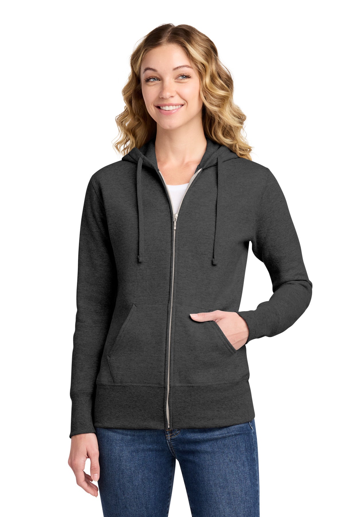 Port & Co™ Women's Core Fleece Full-Zip Hooded Sweatshirt. LPC78ZH