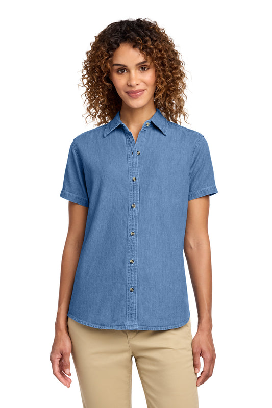 Port & Co™ Women's Short Sleeve Value Denim Shirt.  LSP11