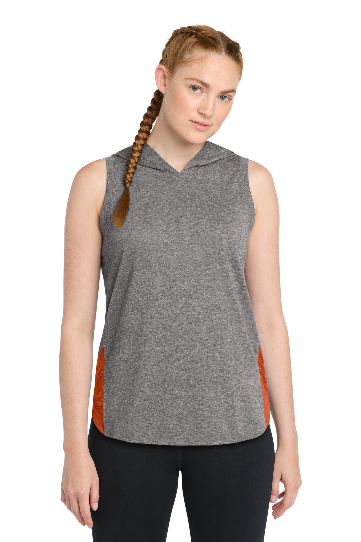 Sport-Tek ® Women's PosiCharge ® Tri-Blend Wicking Draft Hoodie Tank. LST410