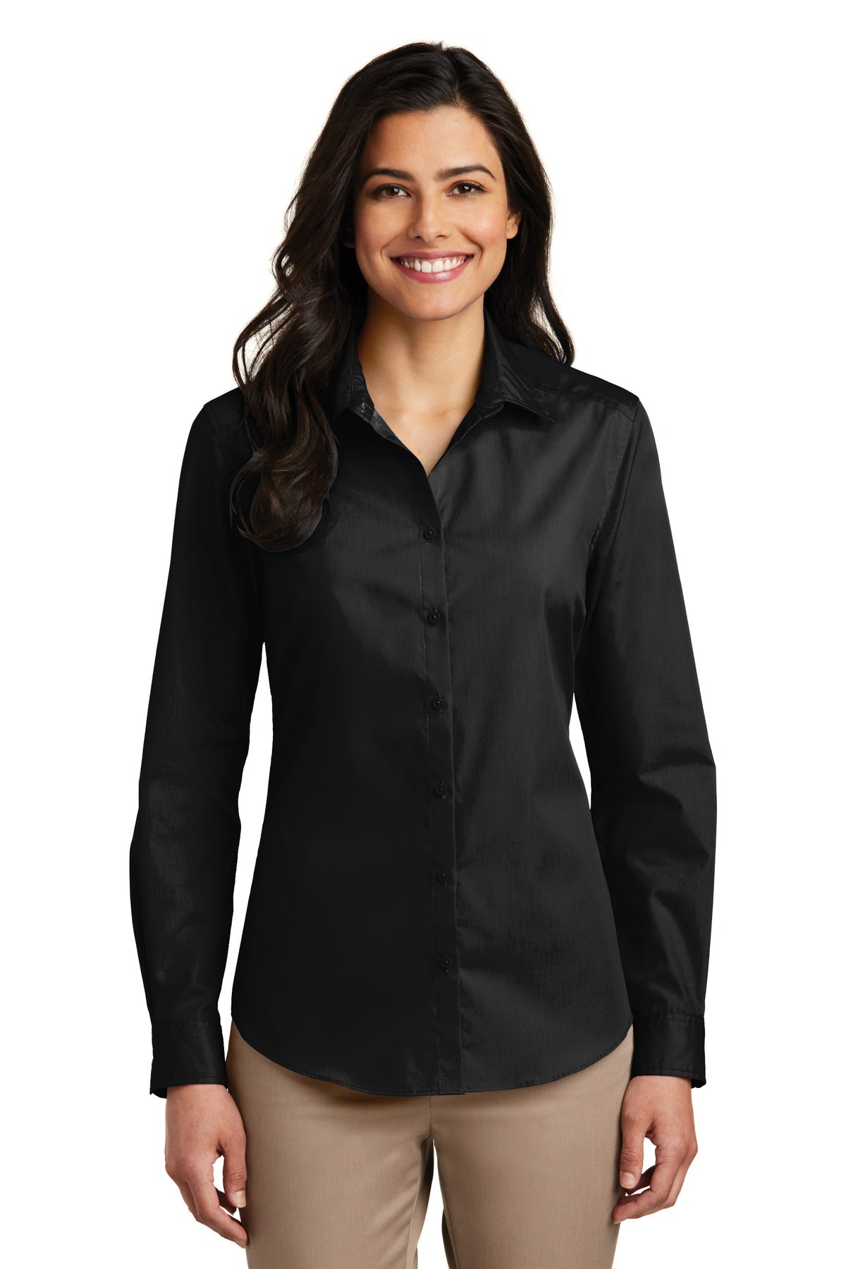 Port Authority® Women's Long Sleeve Carefree Poplin Shirt. LW100