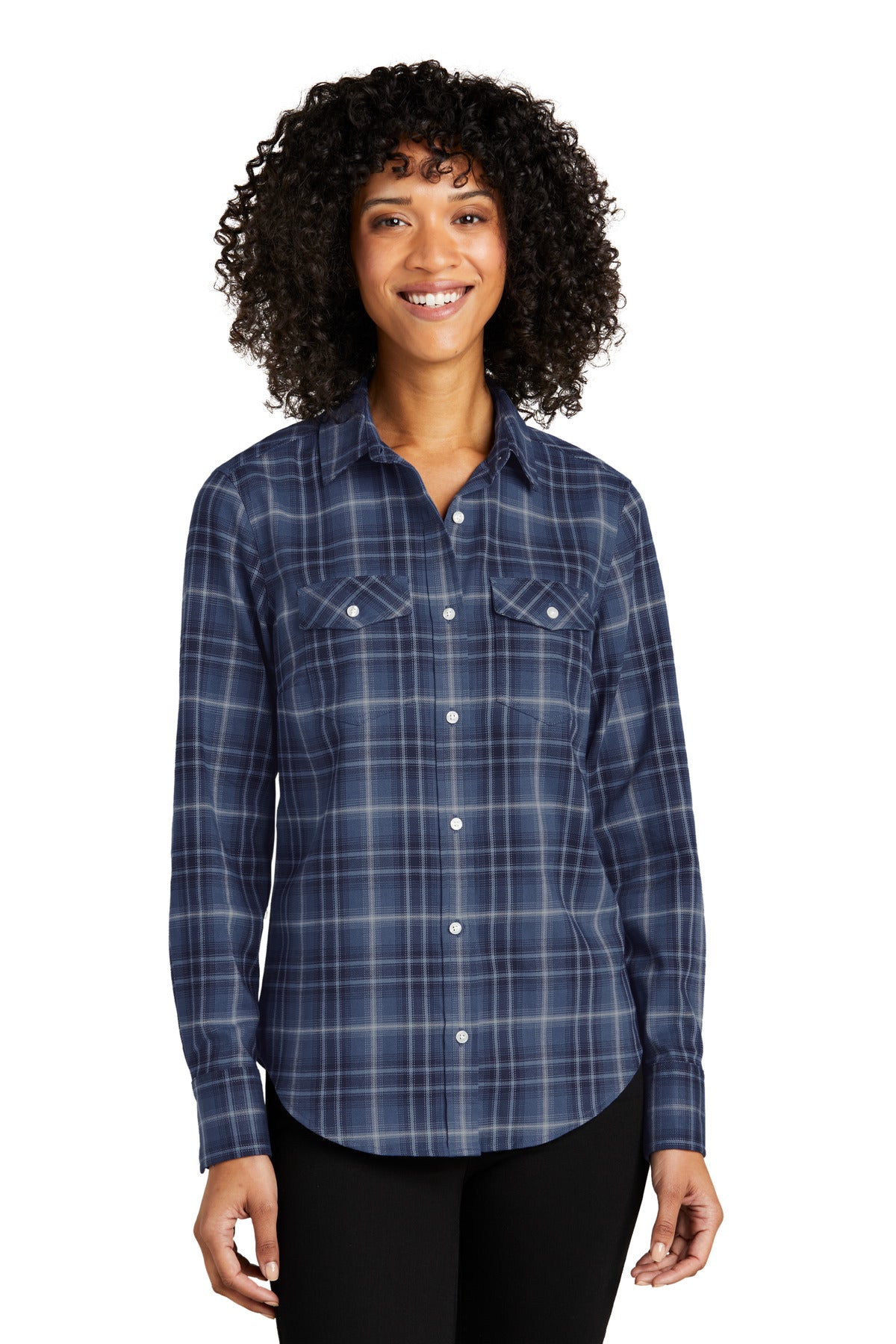 Port Authority® Women's Long Sleeve Ombre Plaid Shirt LW672