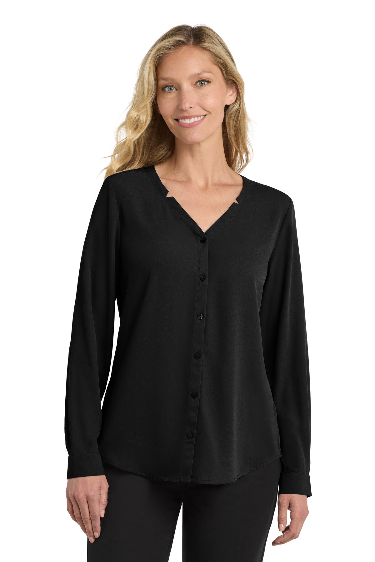 Port Authority® Women's Long Sleeve Button-Front Blouse. LW700