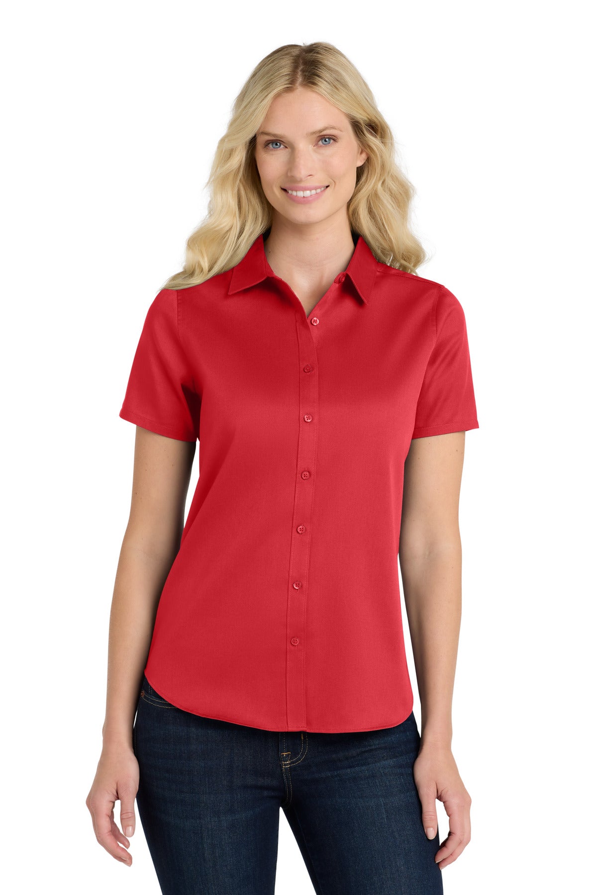 Port Authority® Women's Short Sleeve SuperPro React™Twill Shirt. LW809