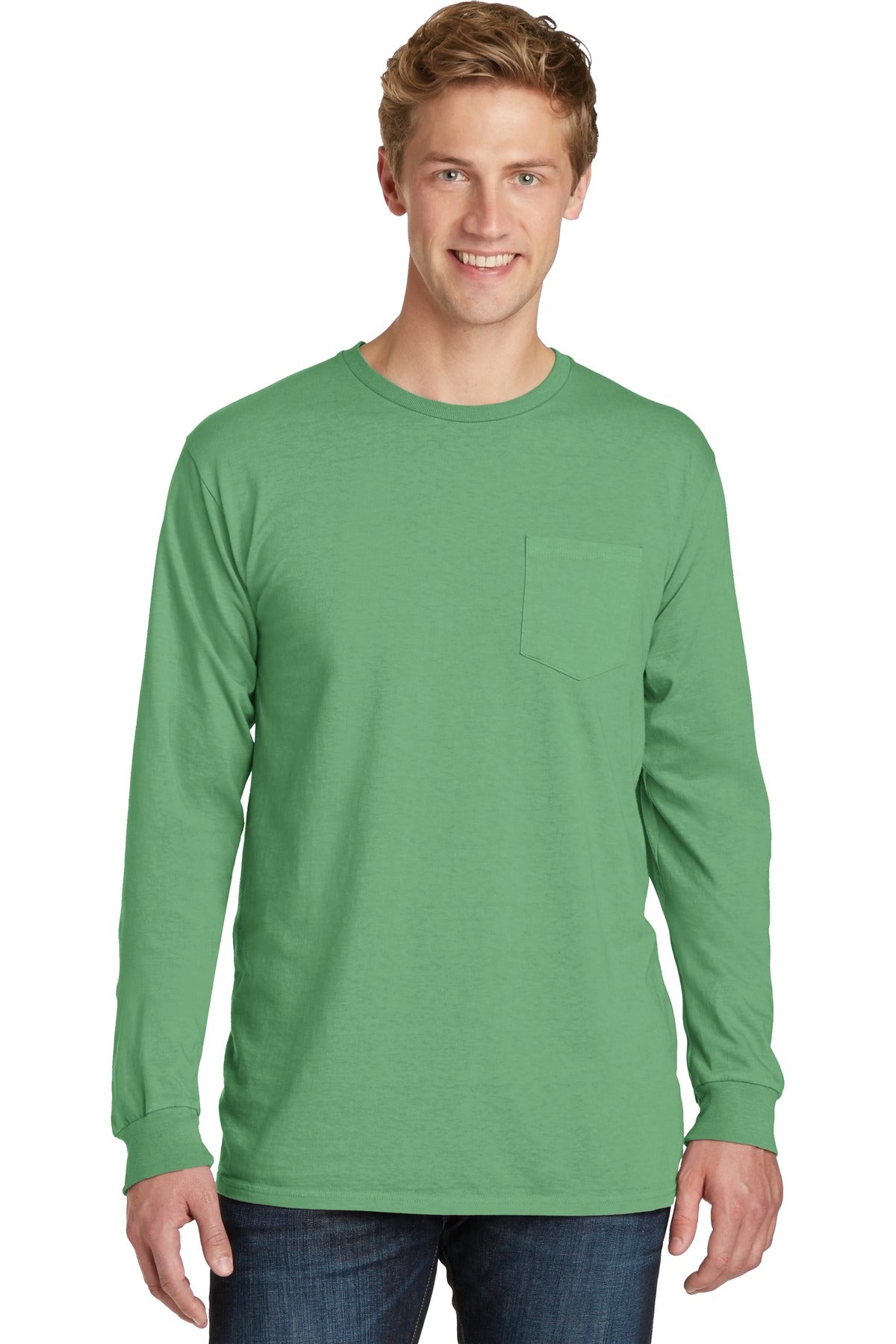 Port & Company® Beach Wash® Garment-Dyed Long Sleeve Pocket Tee  PC099LSP