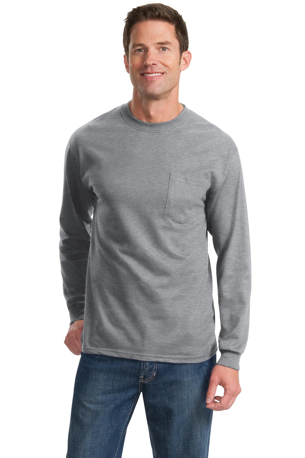 Port & Company® - Long Sleeve Essential Pocket Tee.  PC61LSP