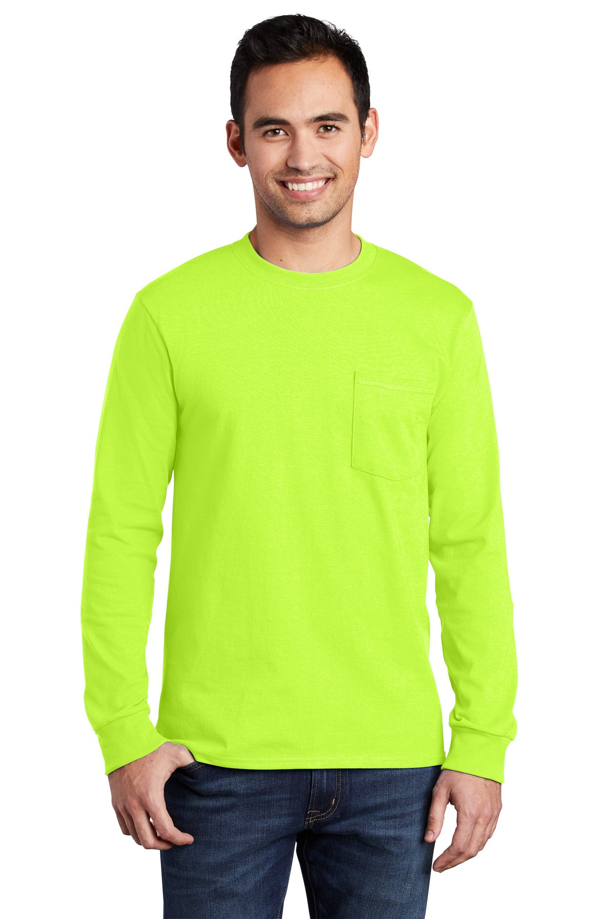 Port & Company® - Long Sleeve Essential Pocket Tee.  PC61LSP