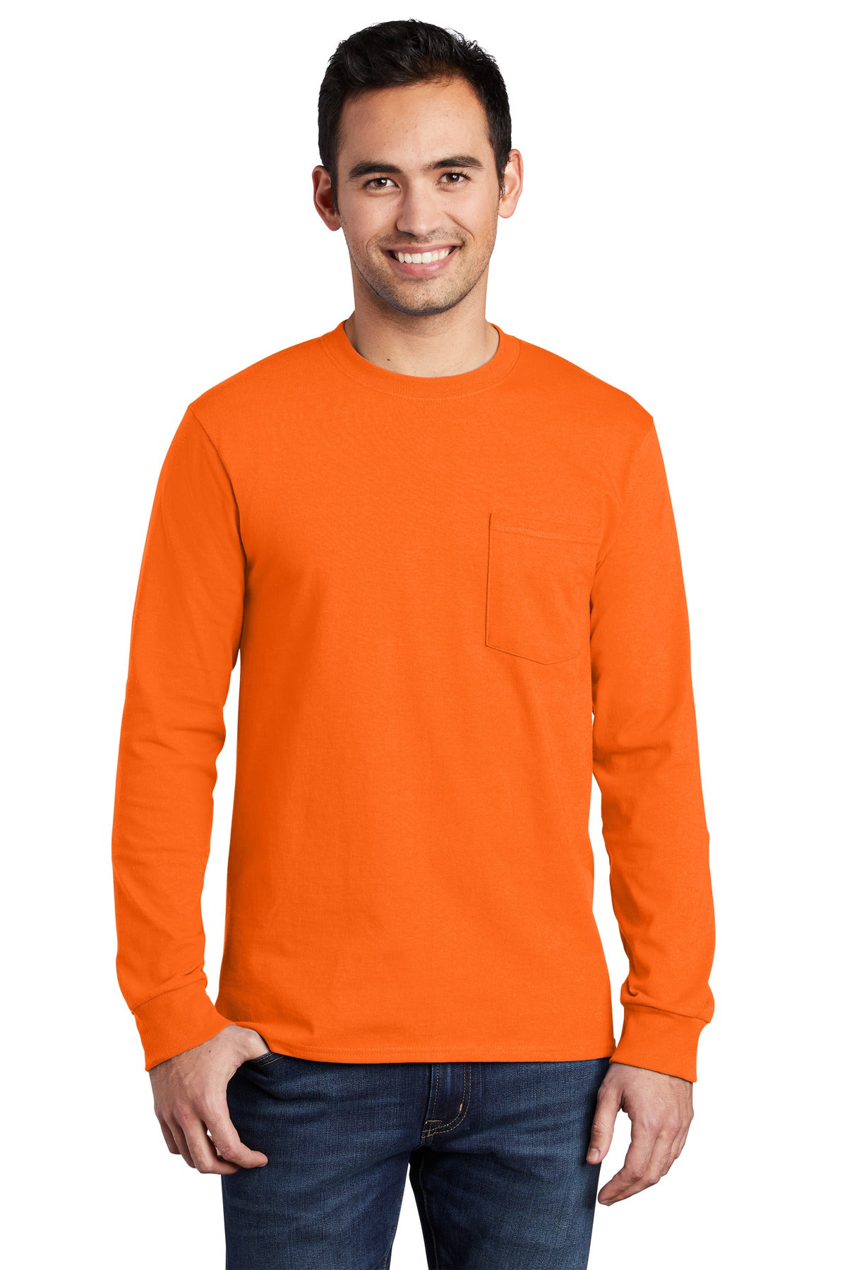 Port & Company® - Long Sleeve Essential Pocket Tee.  PC61LSP