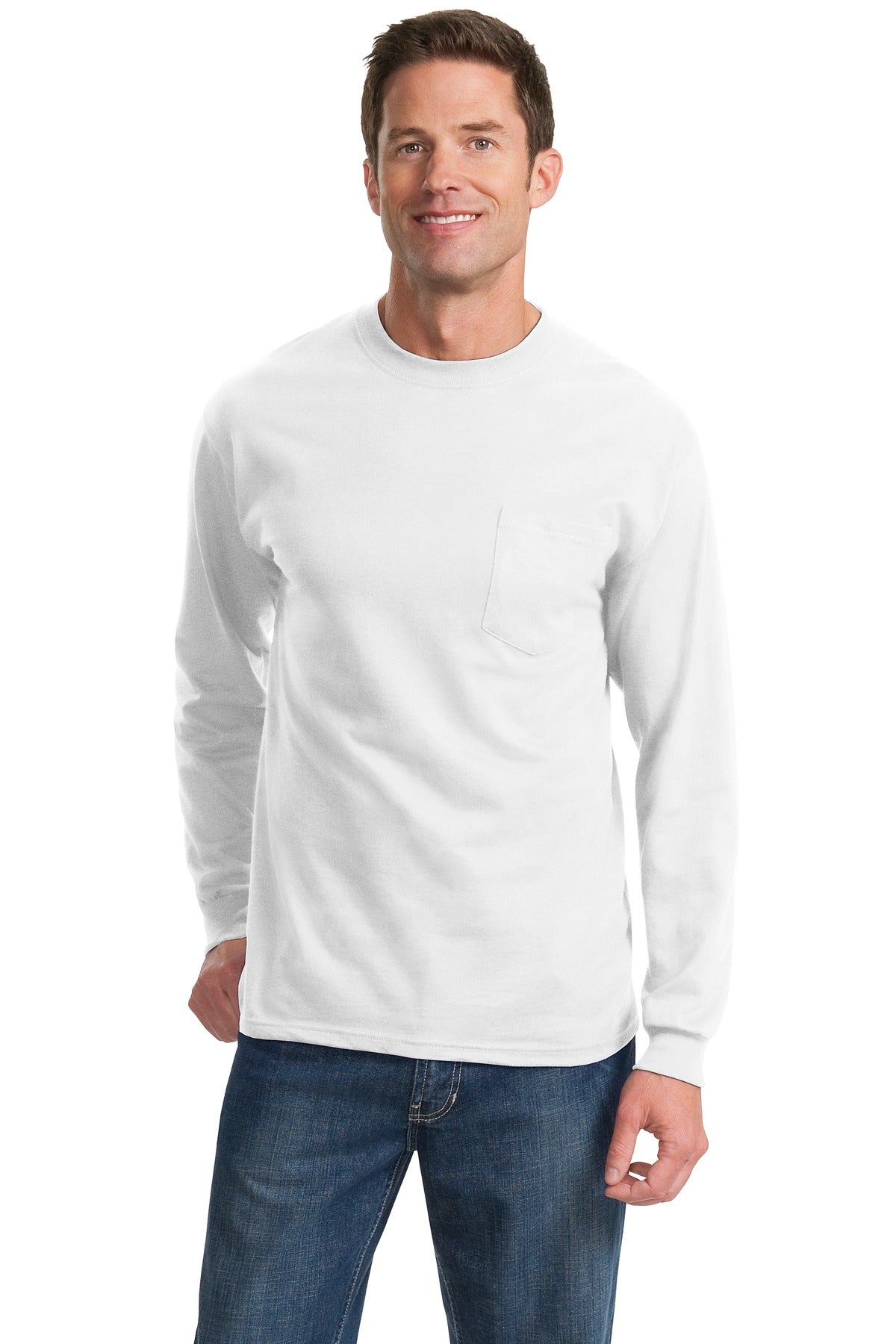 Port & Company® Tall Long Sleeve Essential Pocket Tee. PC61LSPT