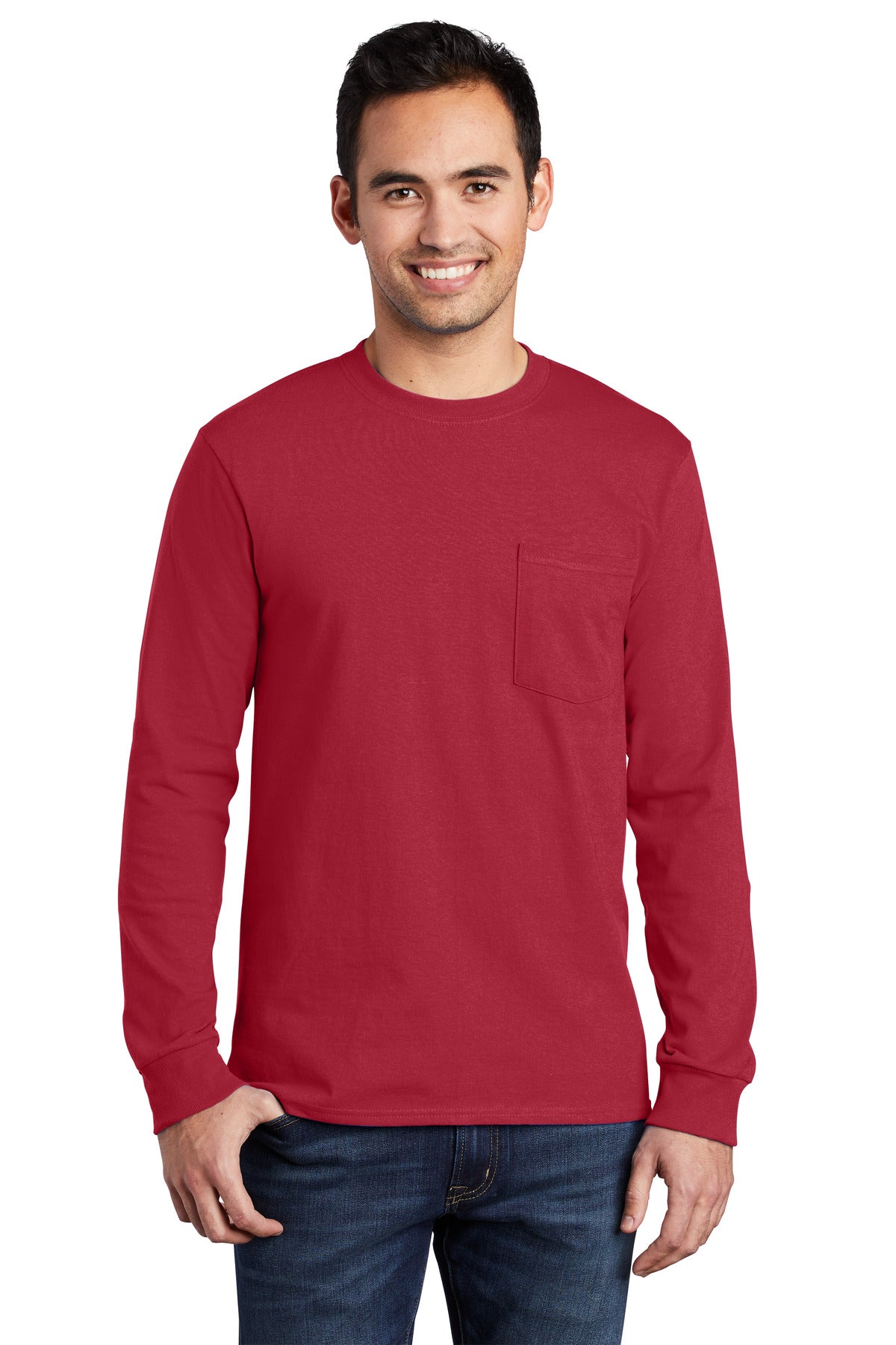 Port & Company® - Long Sleeve Essential Pocket Tee.  PC61LSP