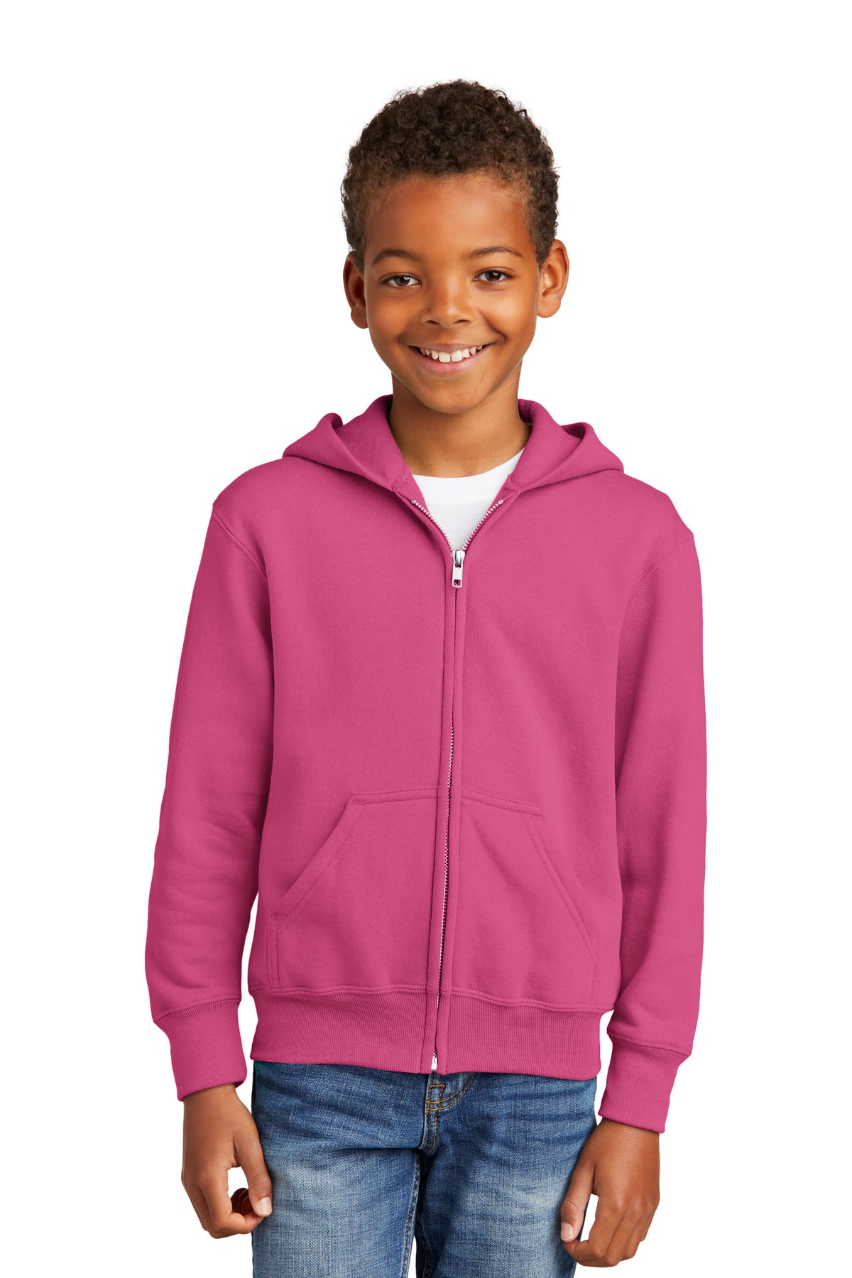 Port & Company® - Youth Core Fleece Full-Zip Hooded Sweatshirt.  PC90YZH