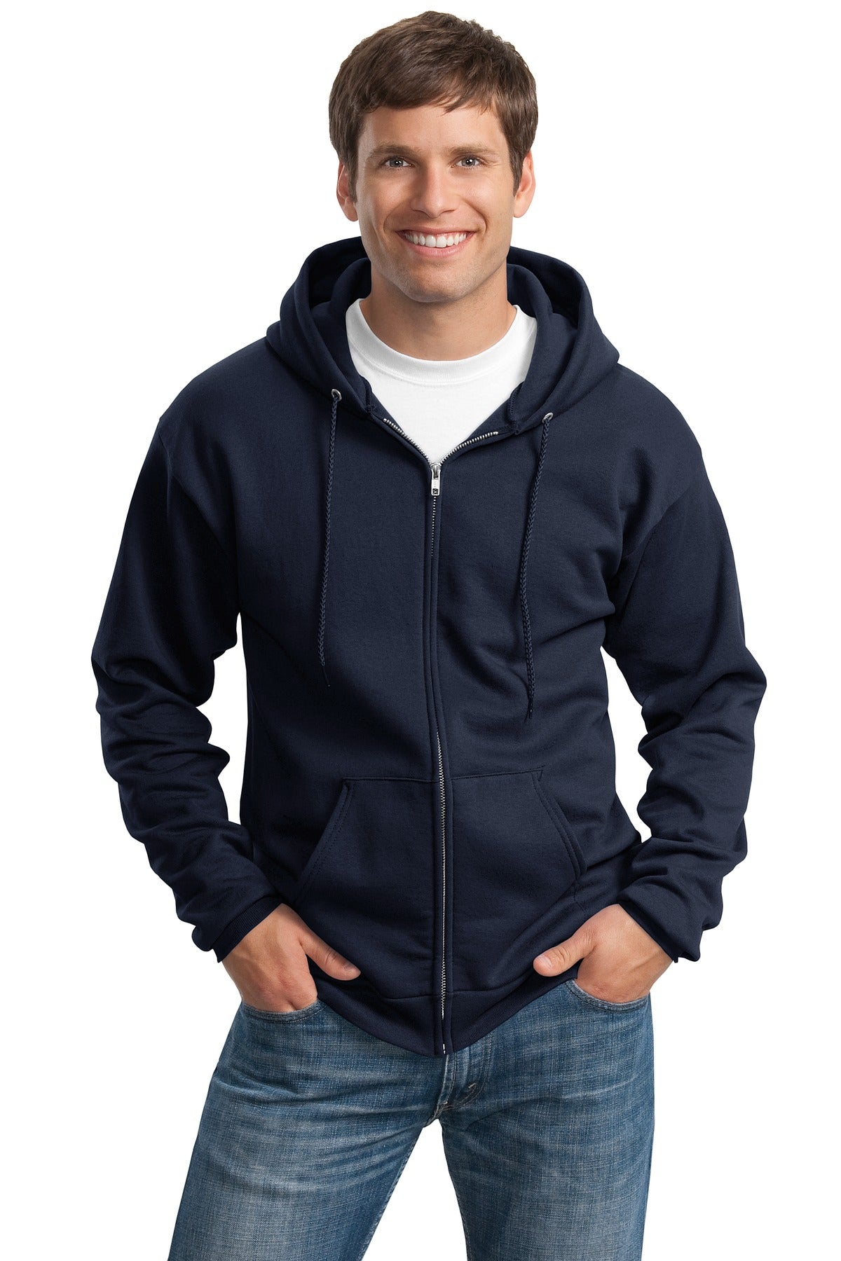 Port & Company® Tall Essential Fleece Full-Zip Hooded Sweatshirt. PC90ZHT