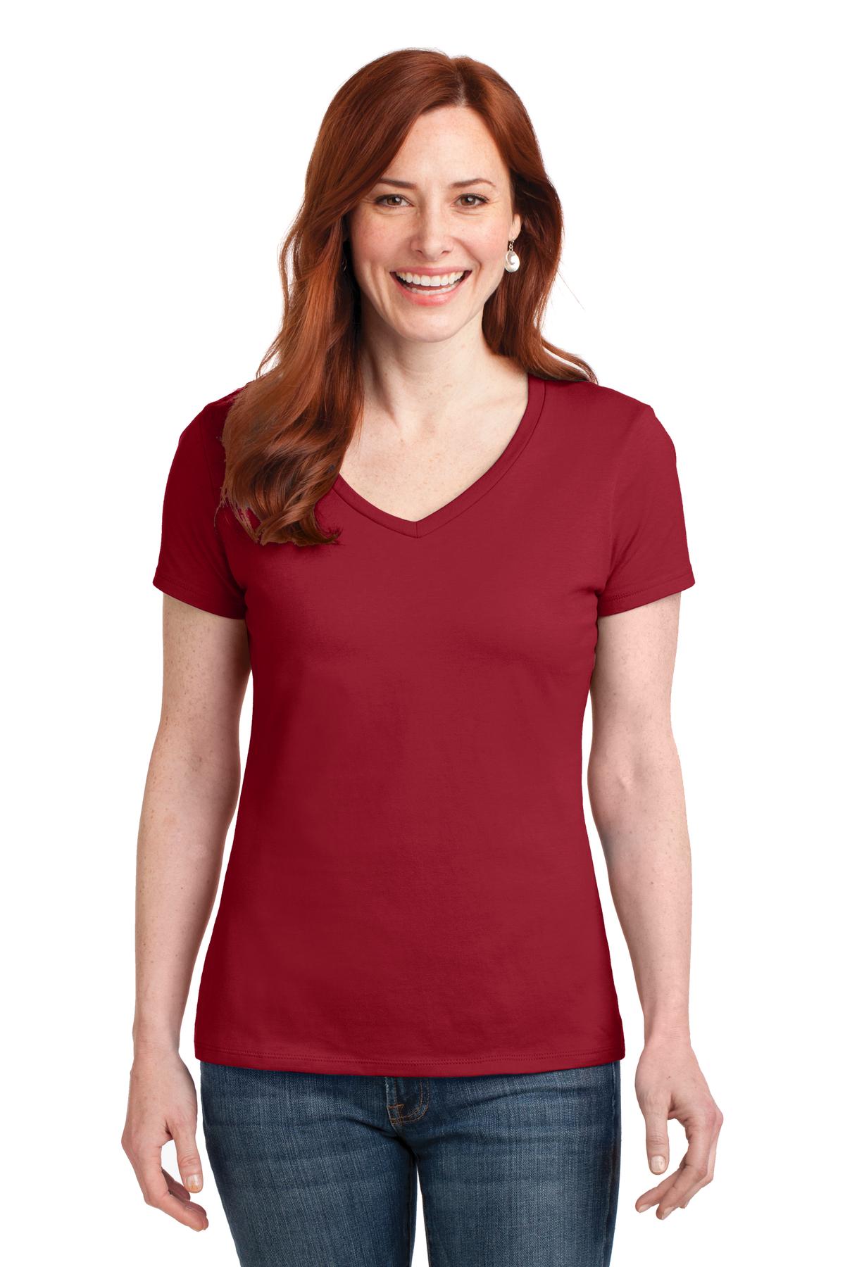 Hanes® Women's Perfect-T Cotton V-Neck T-Shirt. S04V