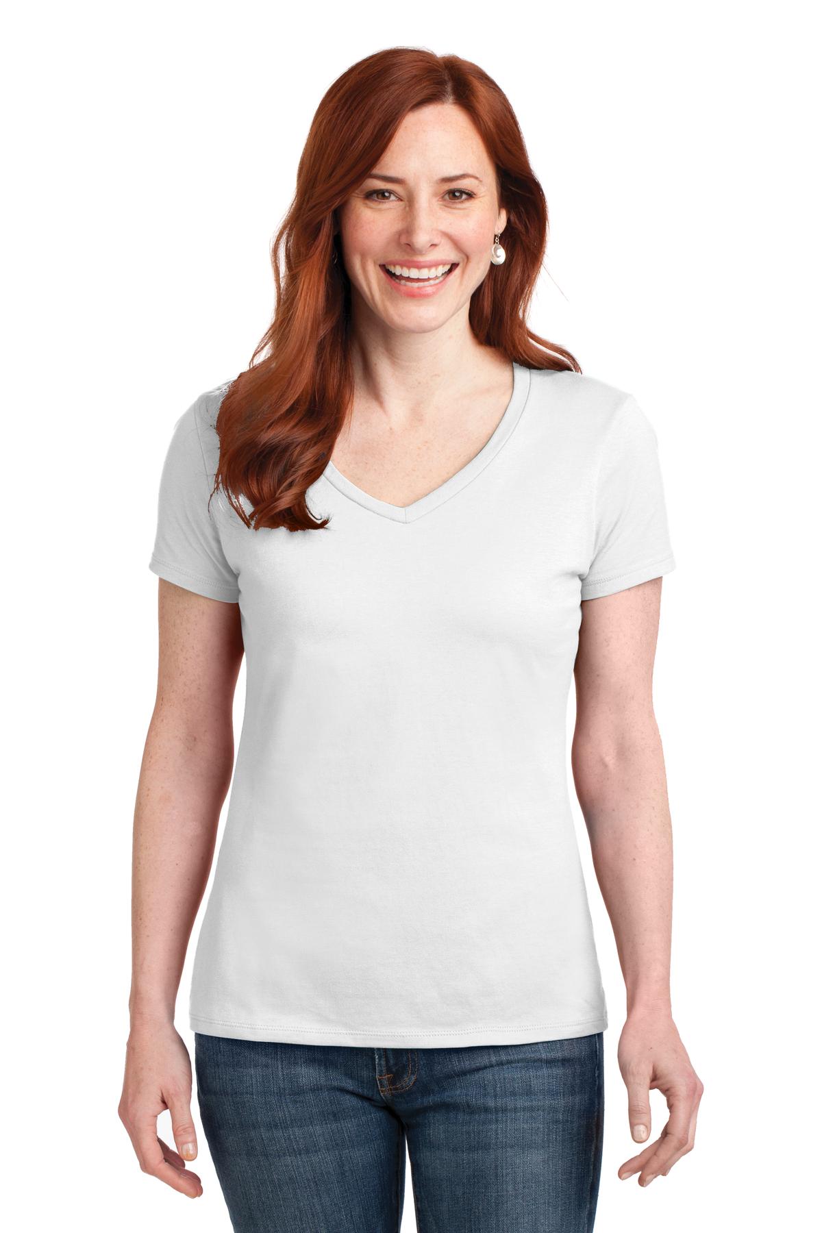 Hanes® Women's Perfect-T Cotton V-Neck T-Shirt. S04V