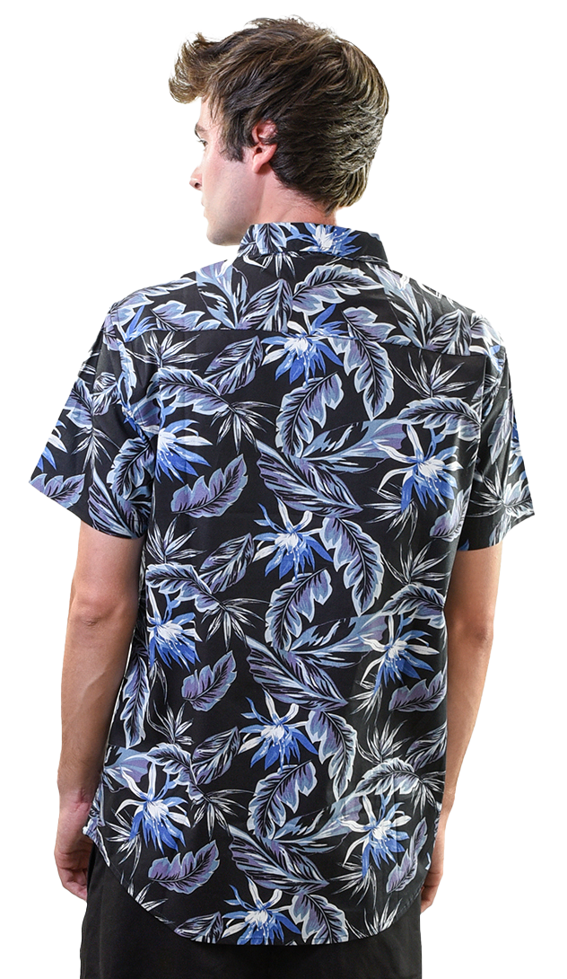 Men's Hawaiian Shirt, Blue and White Floral