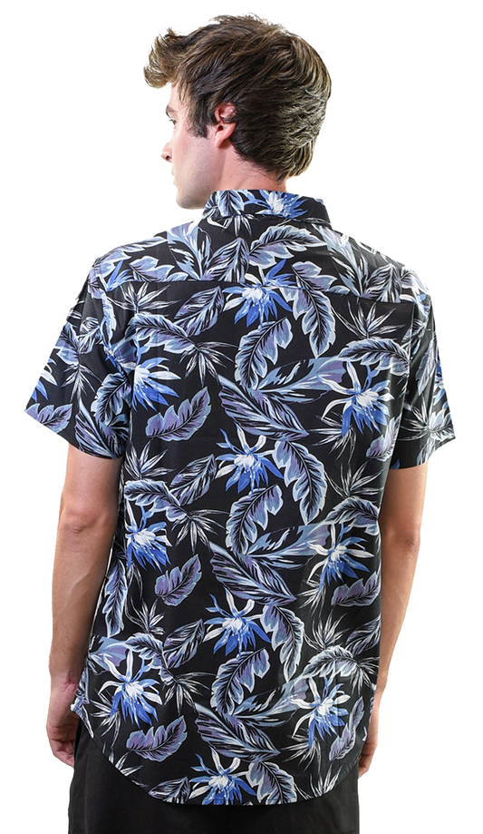 Men's Hawaiian Shirt, Blue and White Floral