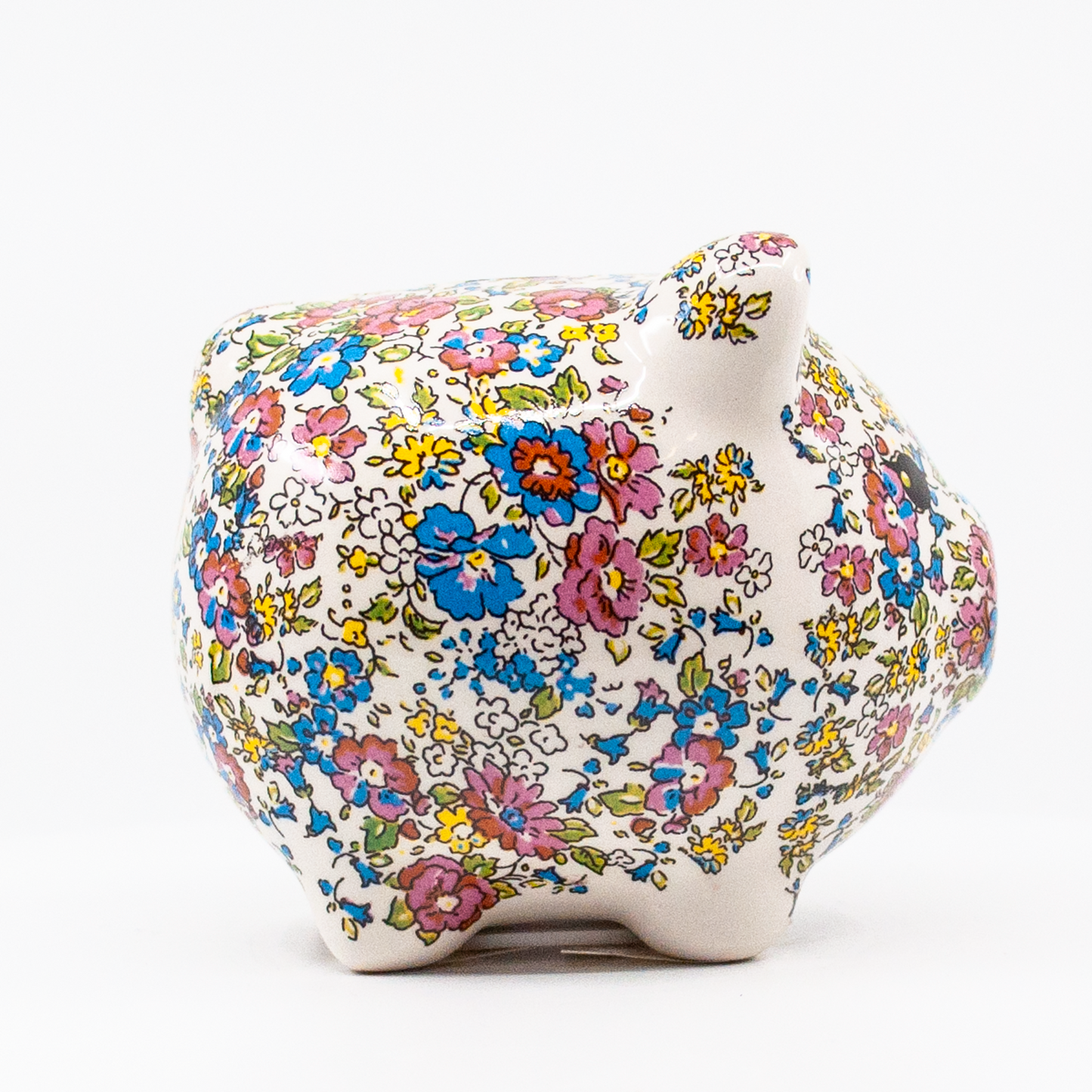 Pig Money Piggy Bank by Crystal Castle® - Pink and Blue Floral