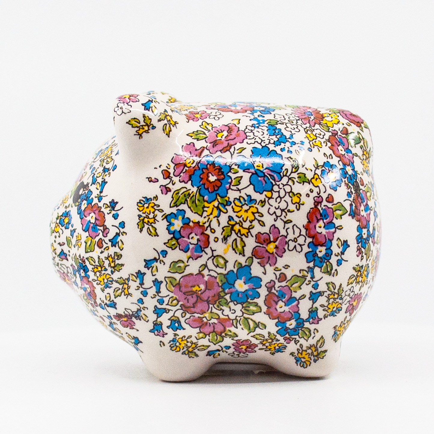 Pig Money Piggy Bank by Crystal Castle® - Pink and Blue Floral