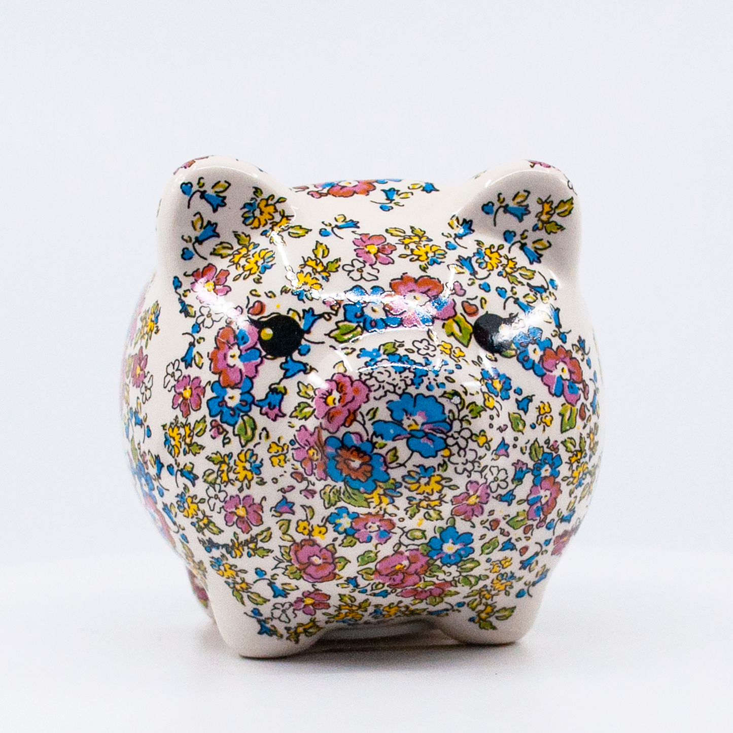 Pig Money Piggy Bank by Crystal Castle® - Pink and Blue Floral