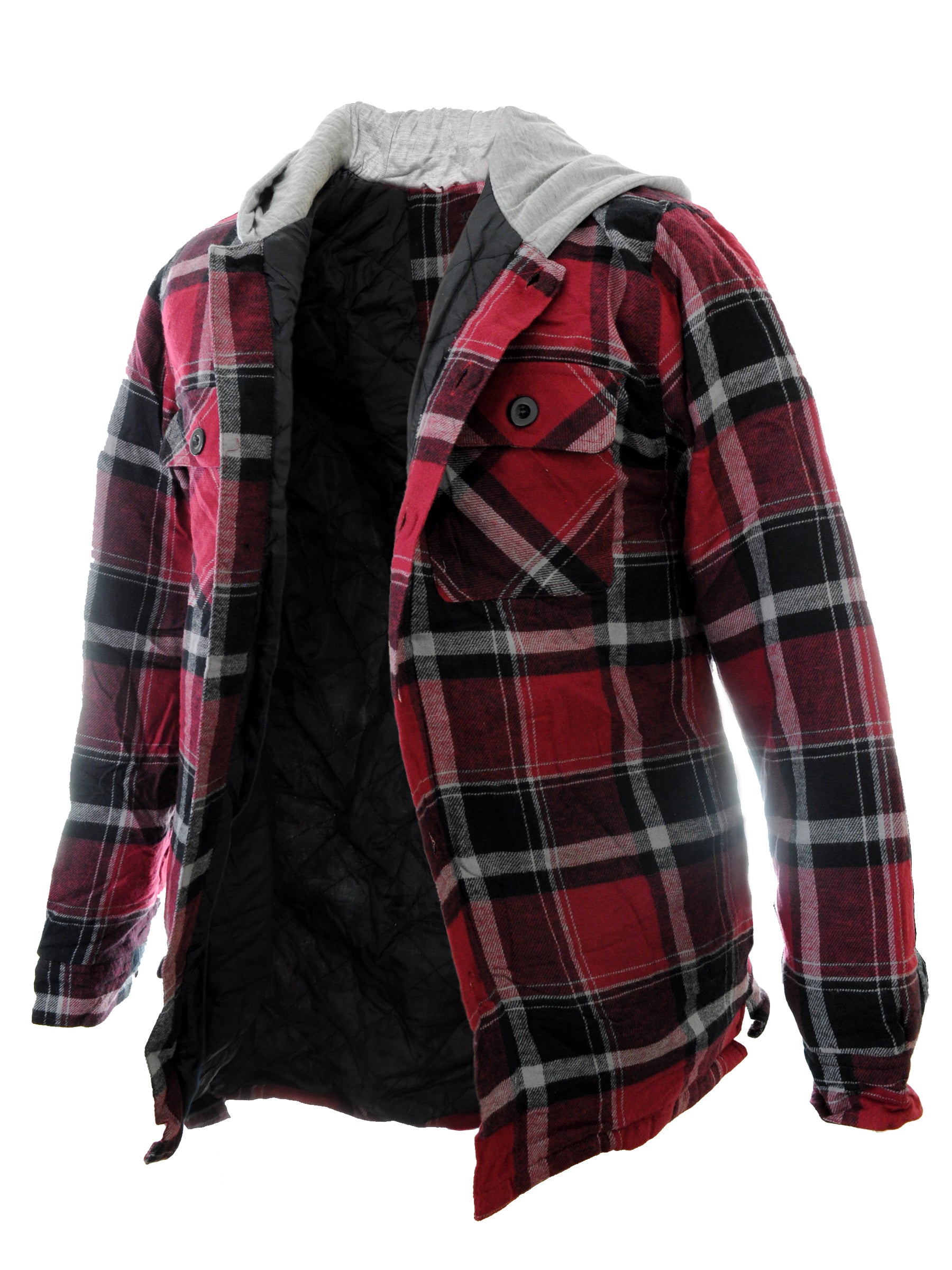 Young USA® Men's Jacket with Hood, Plaid Flannel in Red Plaid