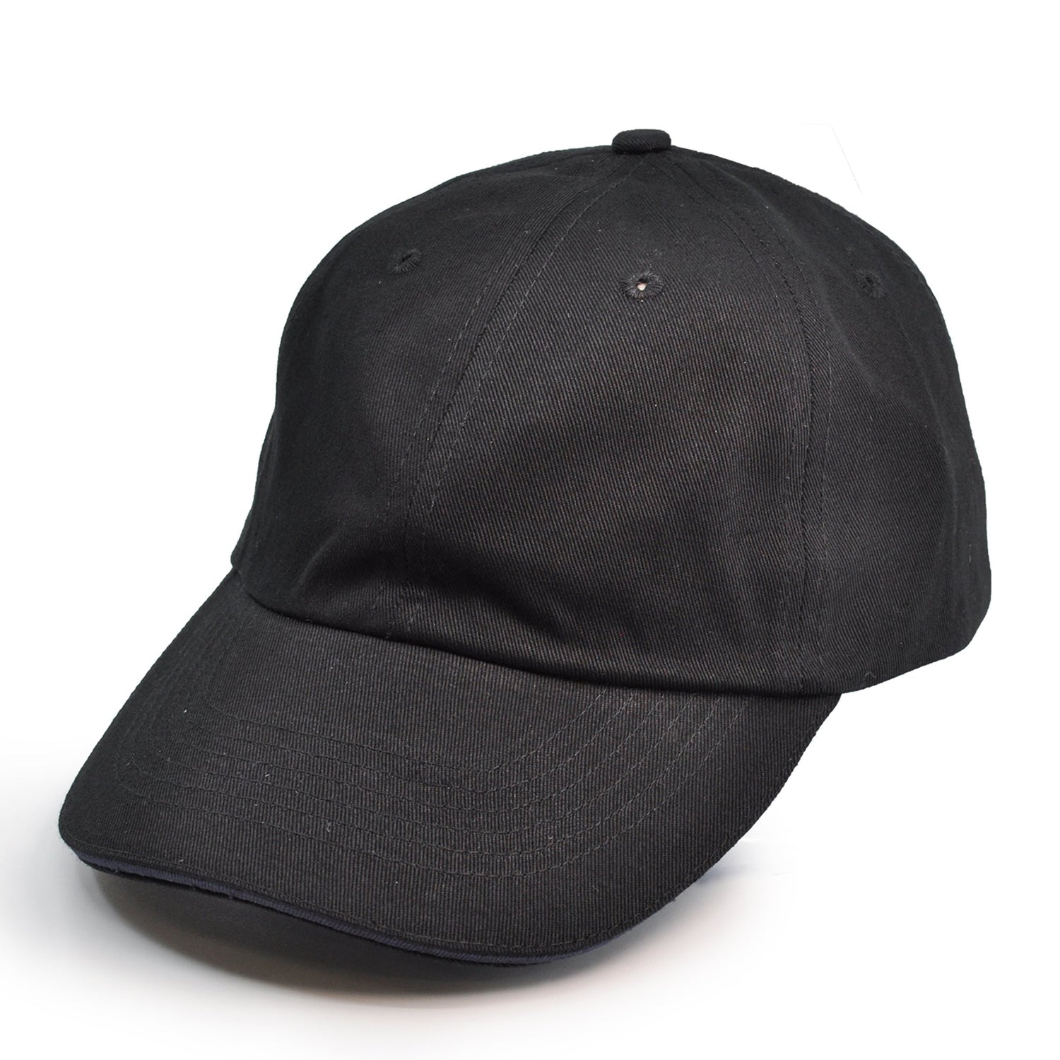 River Beach 100% Cotton Unisex Sports Cap, in color Black. Front View.