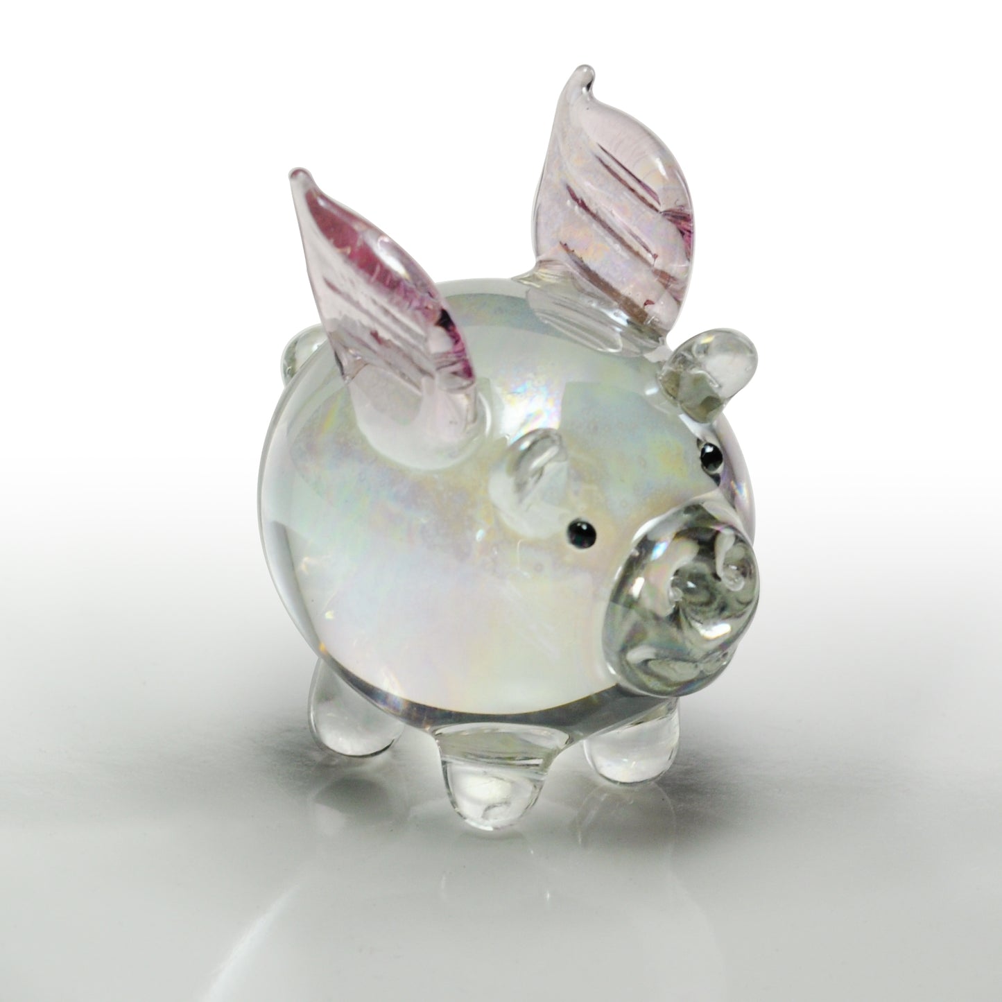 Glass Round Flying Pig by Crystal Castle®