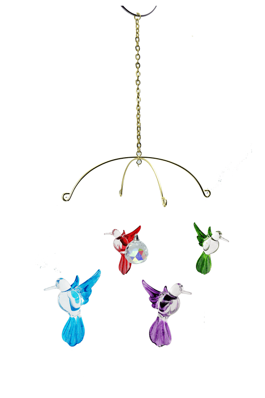 Solid Color Glass Hummingbird , Includes Stand Set