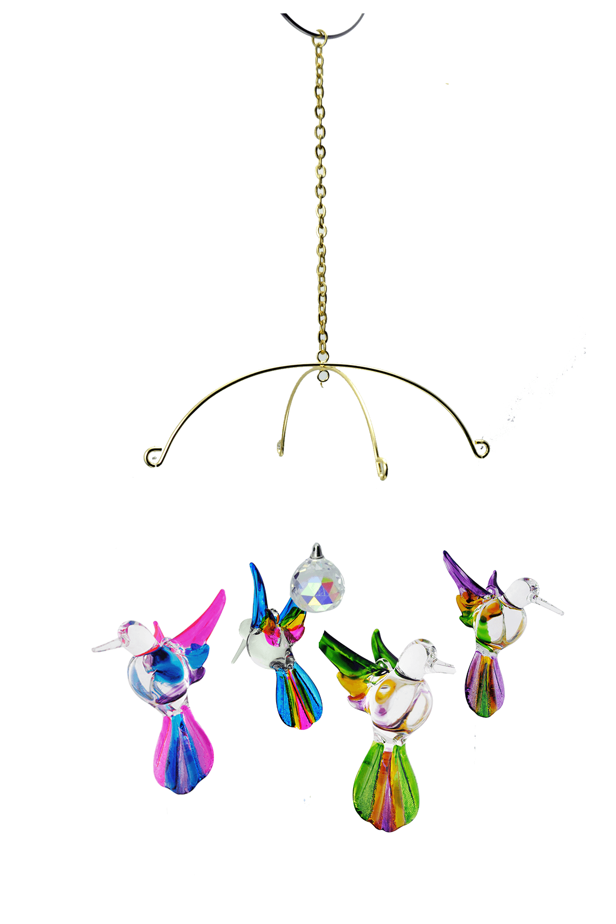 Multi Color Glass Hummingbird , Includes Stand Set