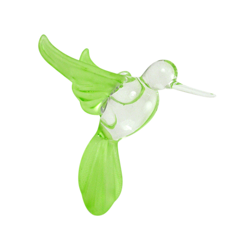 Crystal Castle Frosted Glass Hummingbird ornament in Green.
