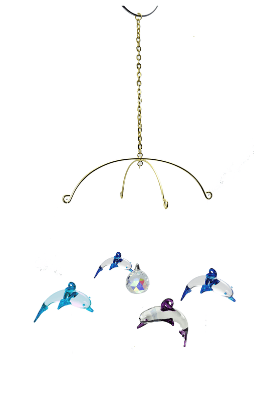 Glass Dolphins, Includes Stand Set