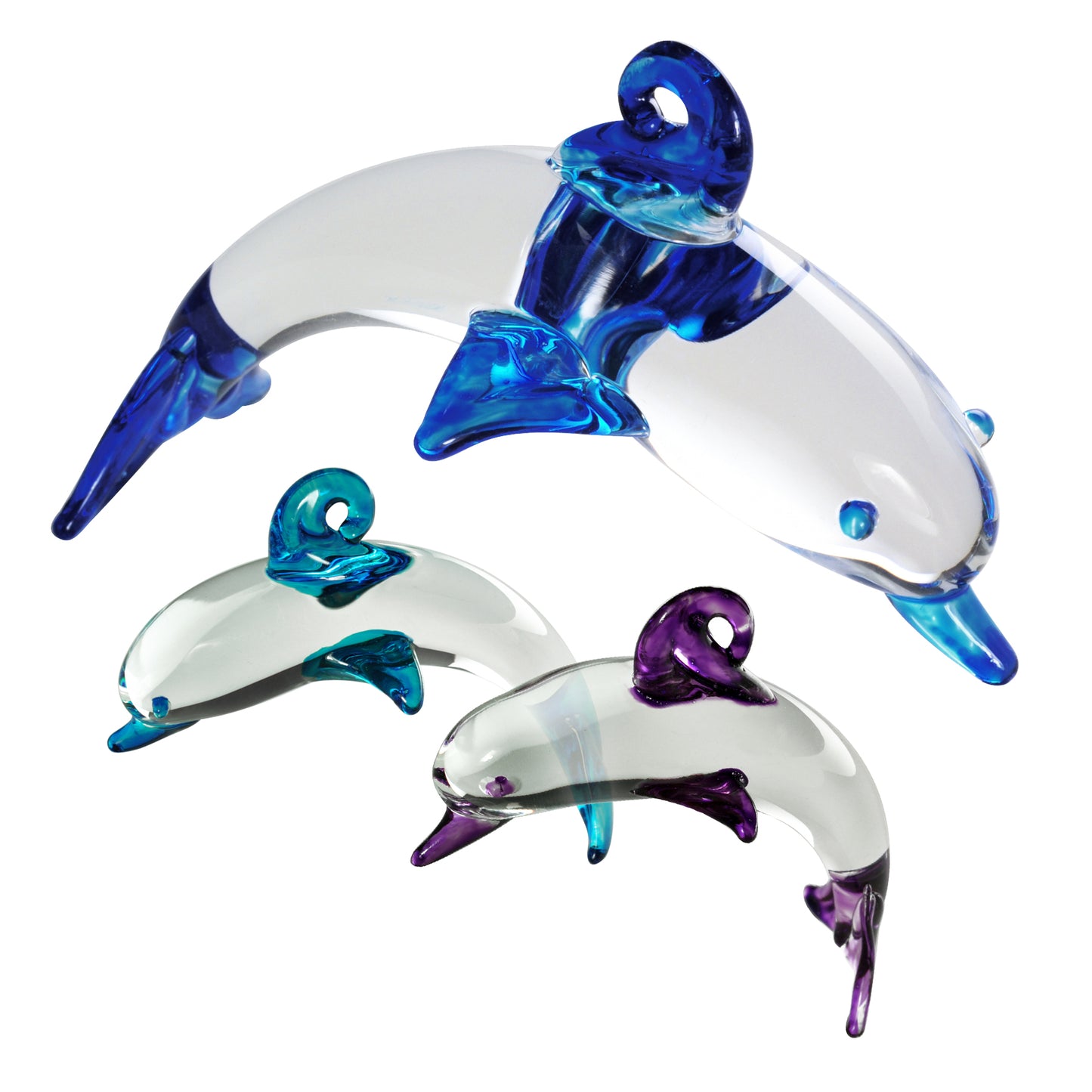 Glass Dolphins, Includes Stand Set