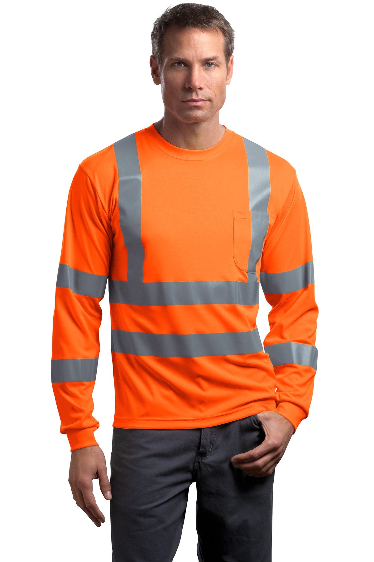 CornerStone® - ANSI 107 Class 3 Long Sleeve Snag-Resistant Reflective T-Shirt. CS409