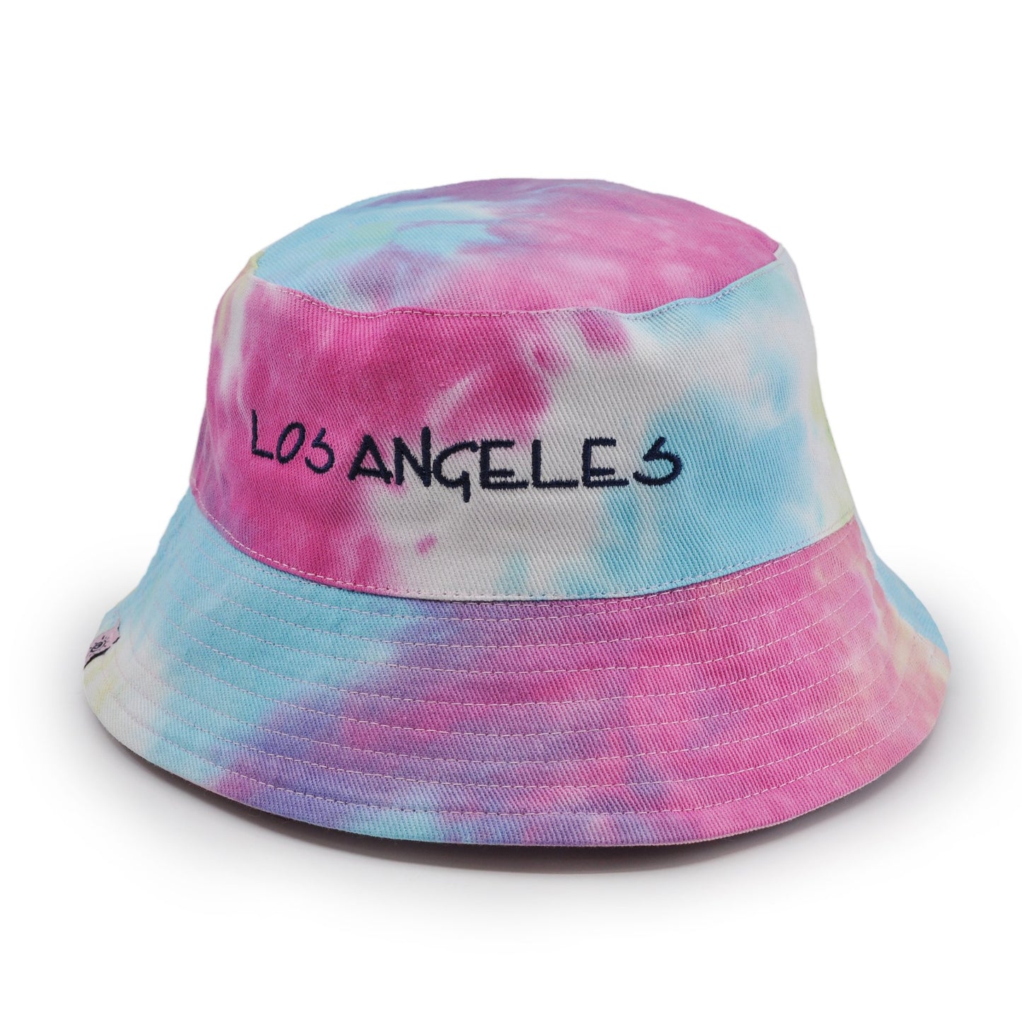 Reversible Your Beach City Unisex 100% Cotton Packable Summer Travel Bucket Beach Sun Hat Outdoor Cap. (Tie Dye Rainbow/Pink)