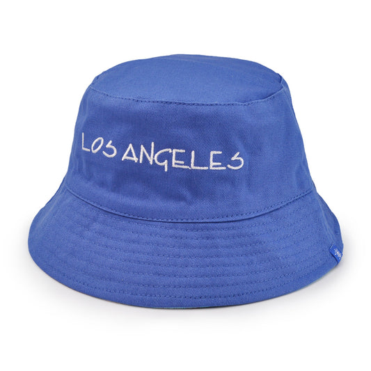 Reversible Your Beach City Unisex 100% Cotton Packable Summer Travel Bucket Beach Sun Hat Outdoor Cap. (Tie Dye Rainbow/Blue)