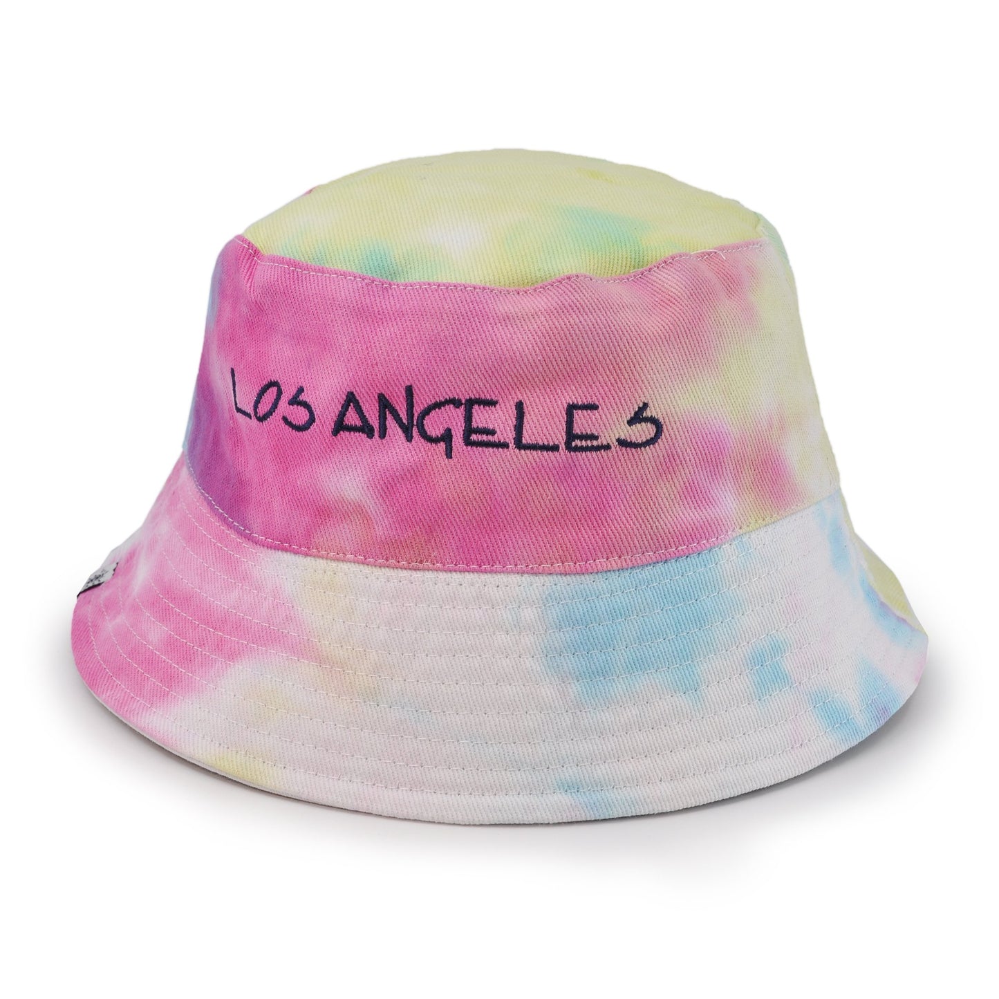 Reversible Your Beach City Unisex 100% Cotton Packable Summer Travel Bucket Beach Sun Hat Outdoor Cap. (Tie Dye Rainbow/White)