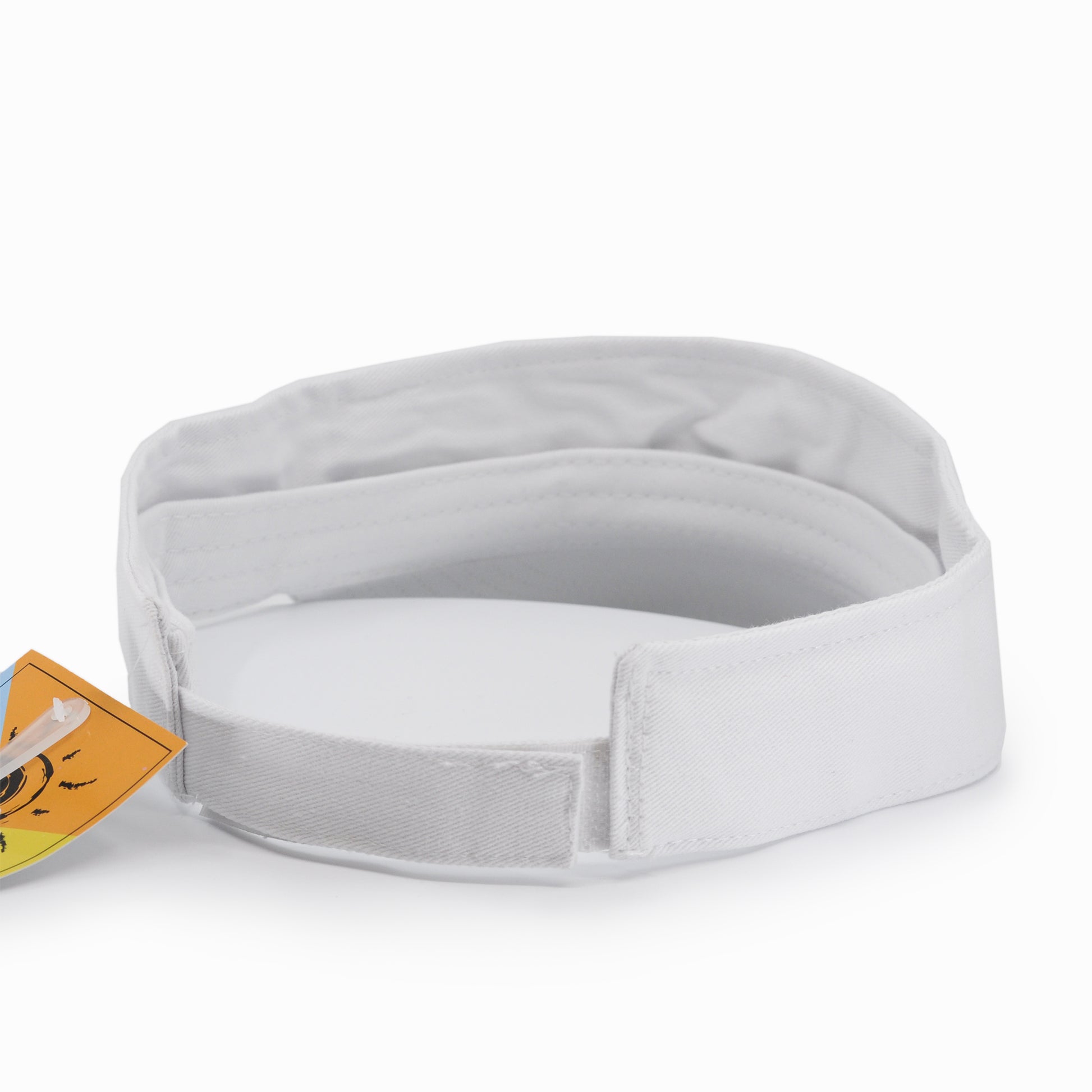 River Beach Unisex Visor in color White. Back View showcasing hook and loop enclosure.