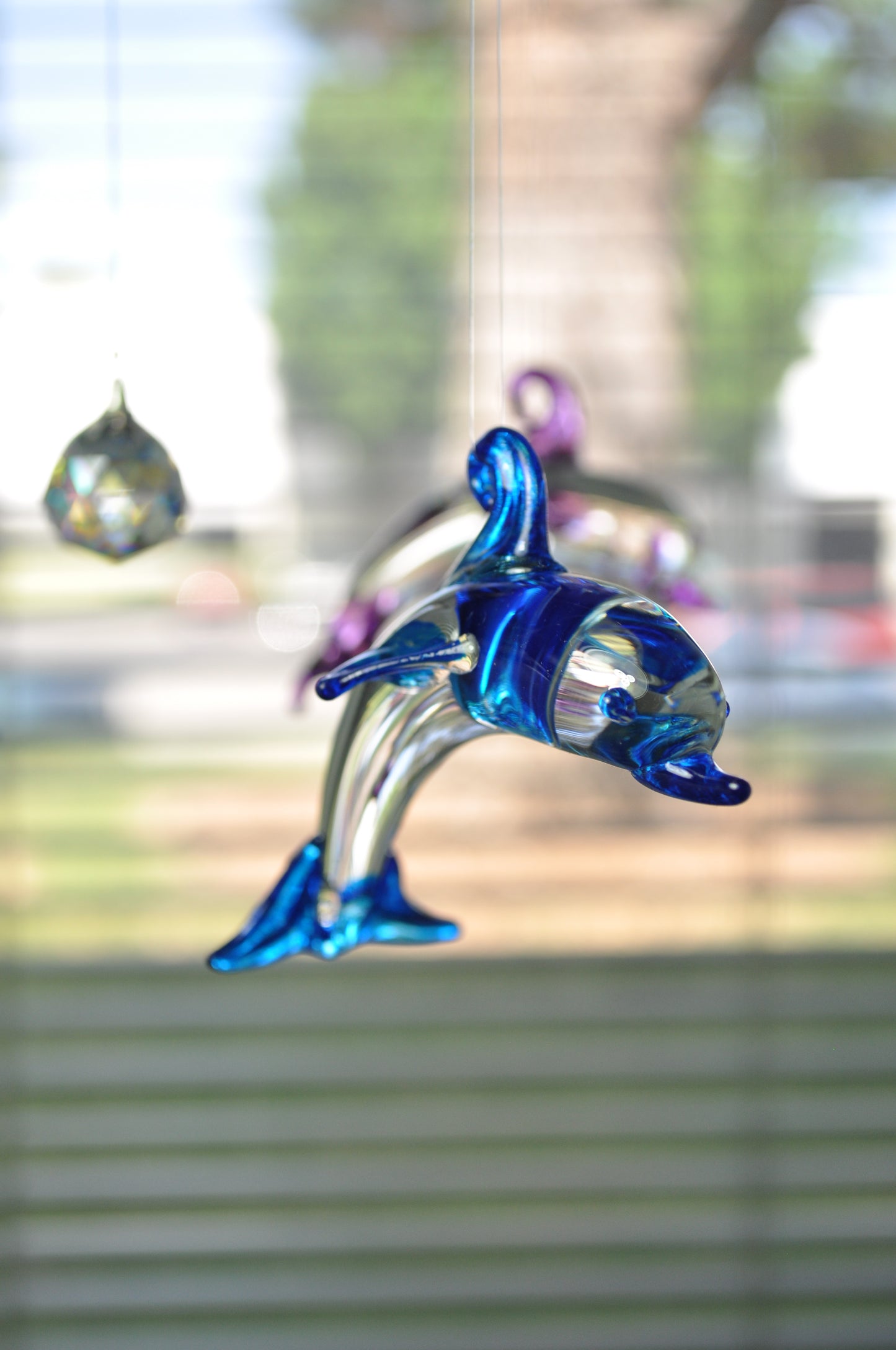 Glass Dolphins, Includes Stand Set