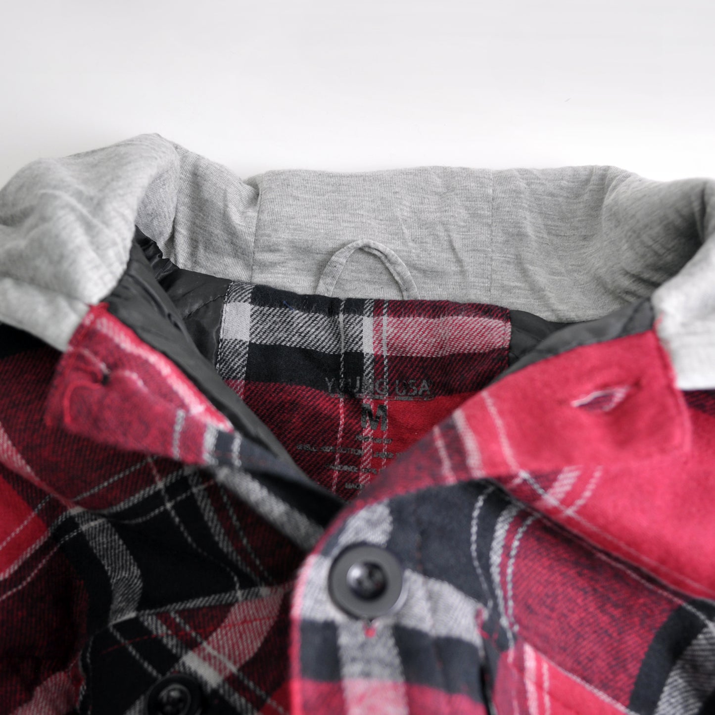 Young USA® Men's Jacket with Hood, Plaid Flannel in Red Plaid
