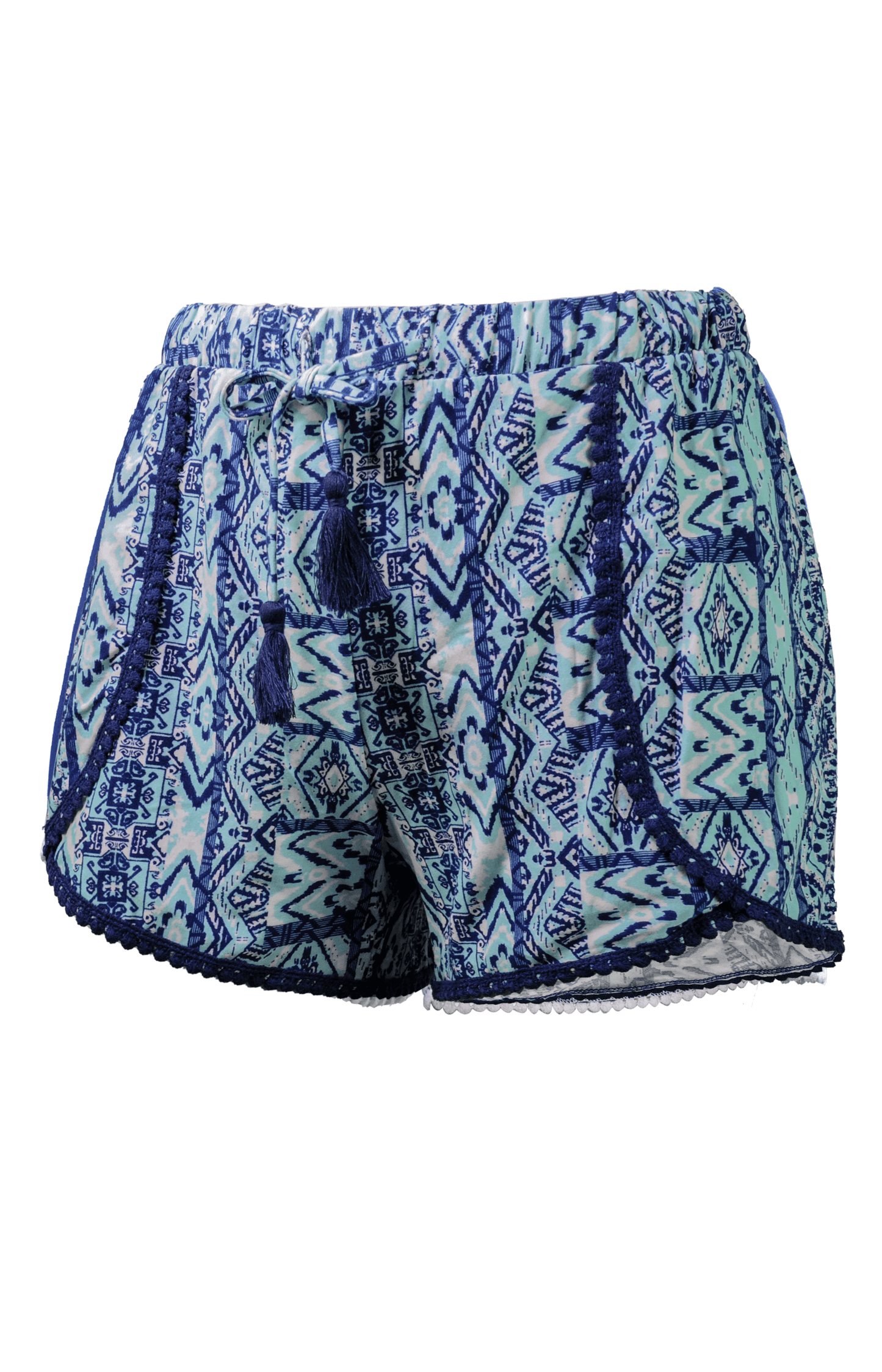 Young USA Ladies Mid waist Bohemian Boho Shorts M Blue Light Blue