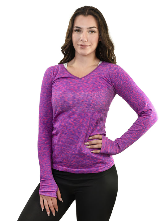 Young USA® Ladies Athletic Long Sleeve Shirt, V-Neck