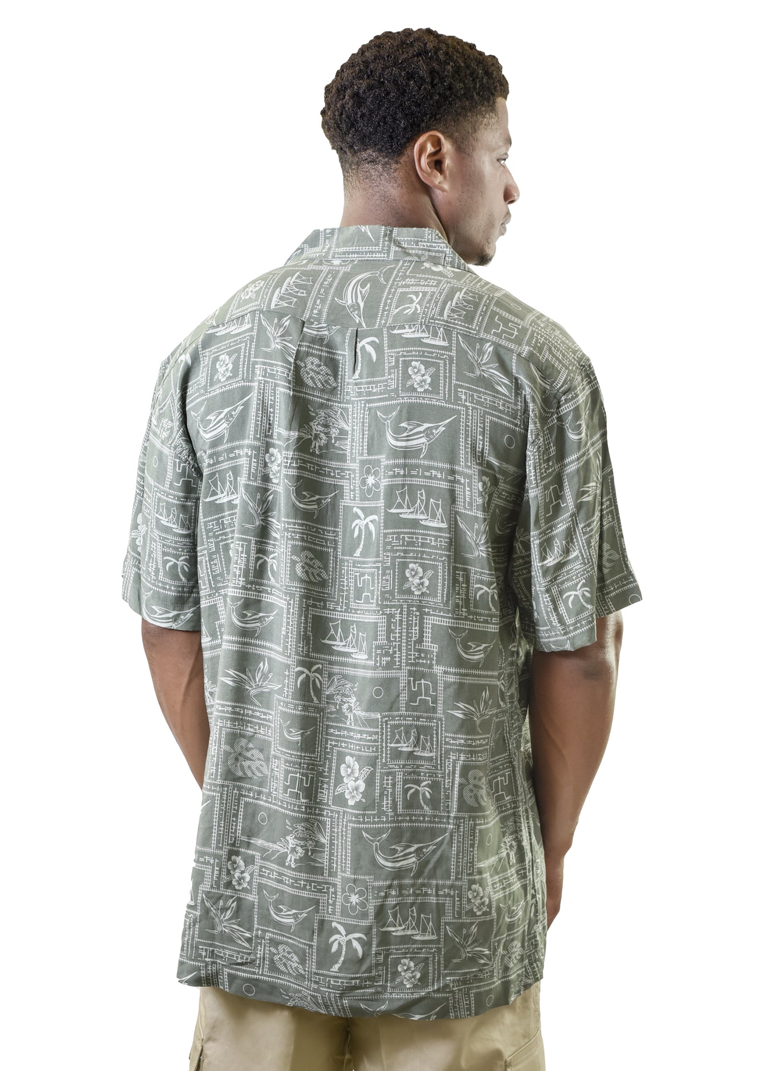 Men's Hawaiian Shirt - Cars, Surfboards and Palm Trees