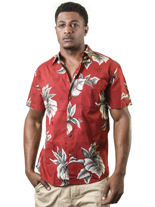 Men's Vintage Hawaiian Shirt, Tree Leaves