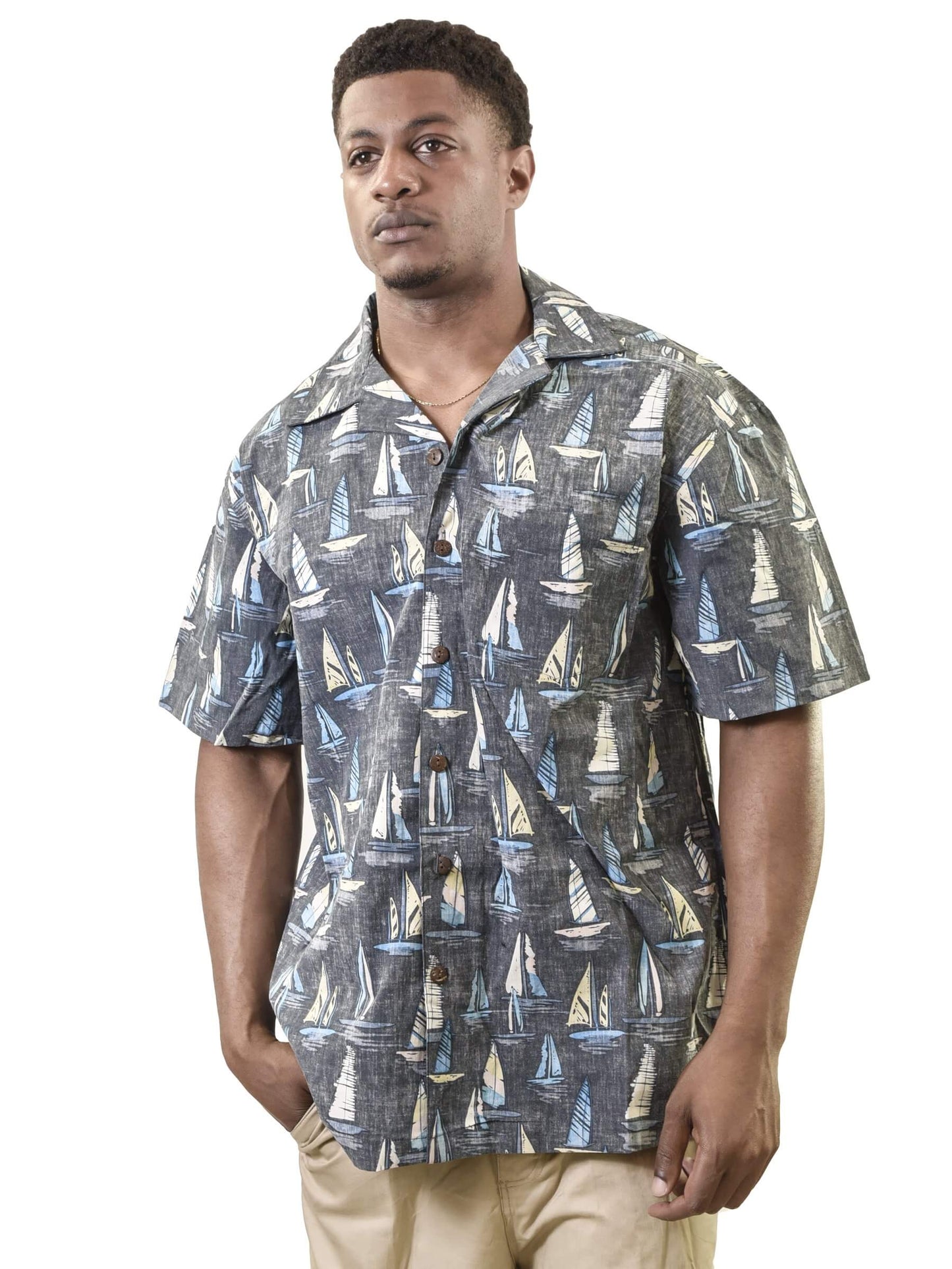 Men's Hawaiian Shirt, Sail Boat