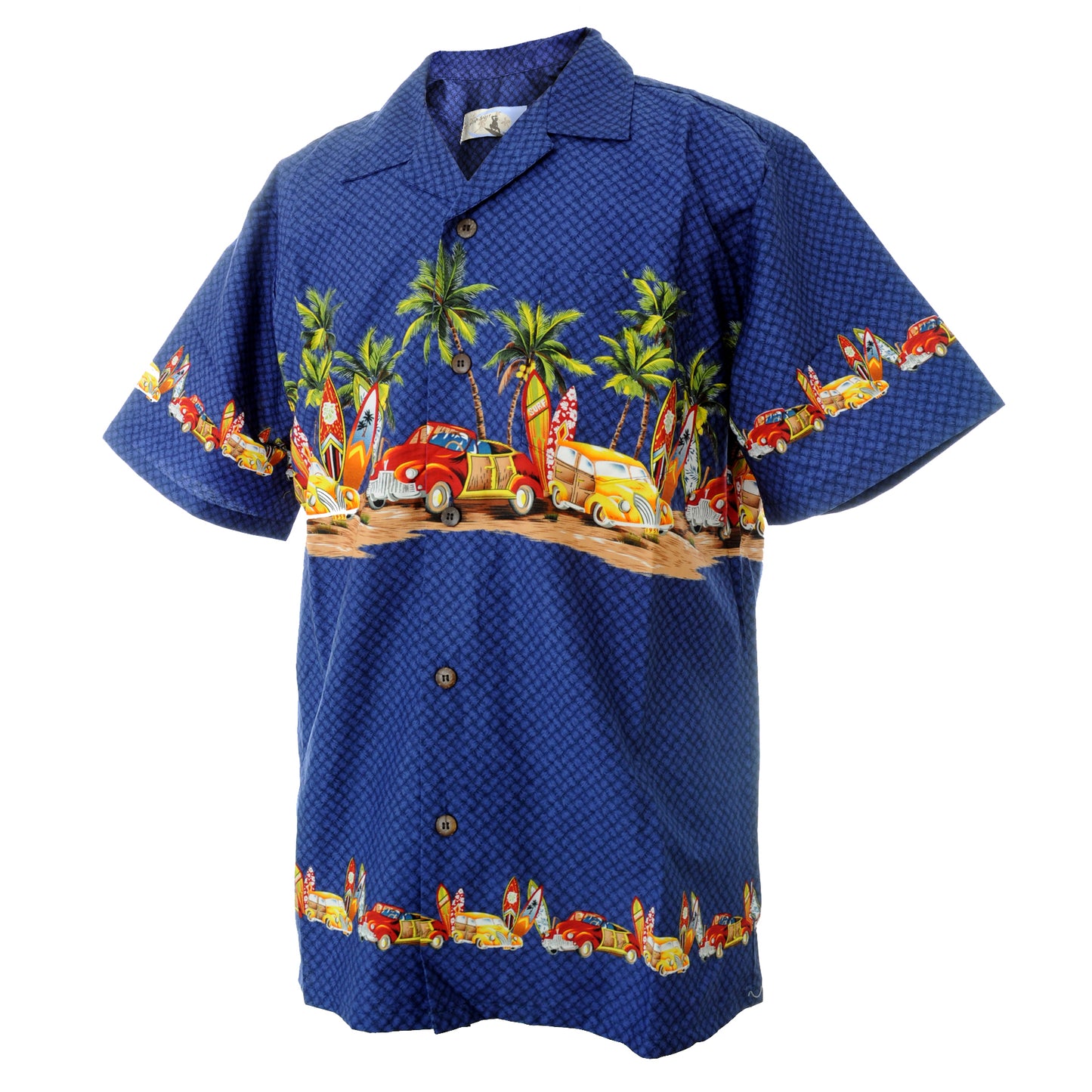 Men's Hawaiian Shirt - Cars, Surfboards and Palm Trees