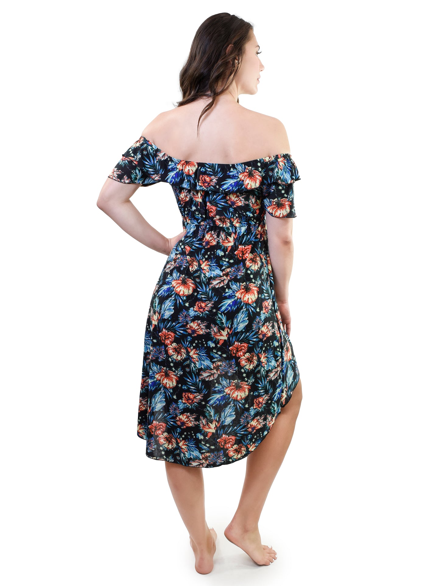 Young USA® Ladies Off Shoulder Floral Dress