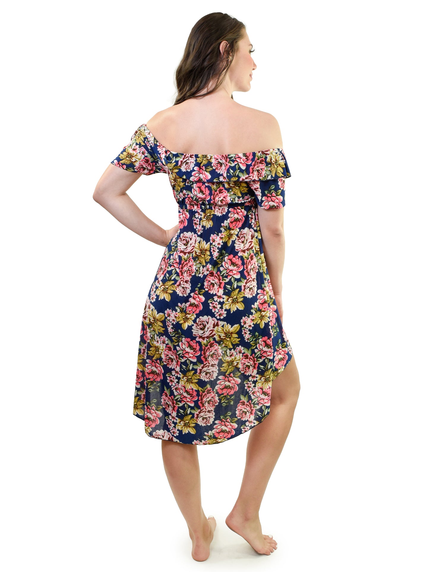 Young USA® Ladies Off Shoulder Floral Dress
